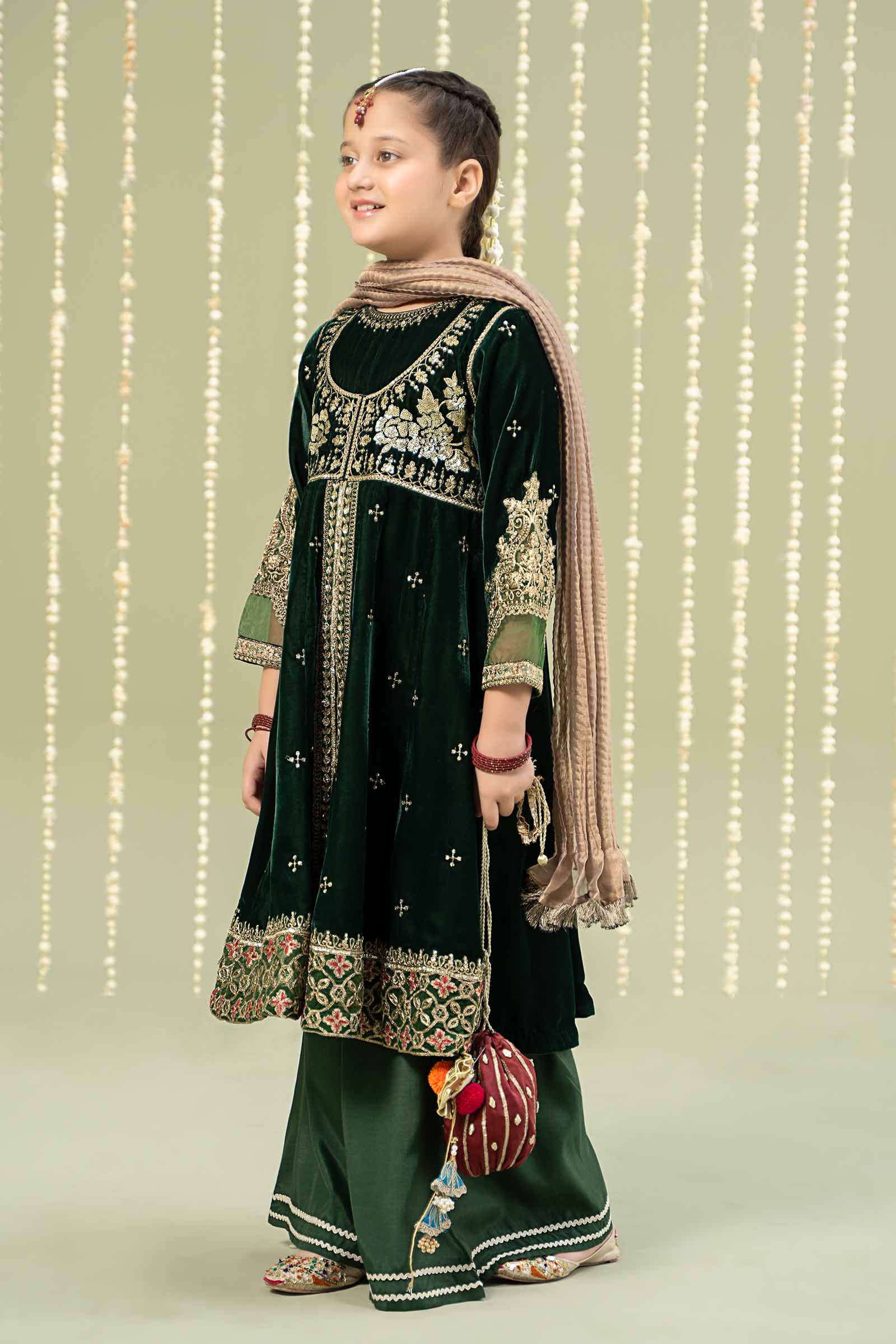 Maria B | 3 Piece Embroidered Velvet Suit | MKS-W24-40 - House Of Hania