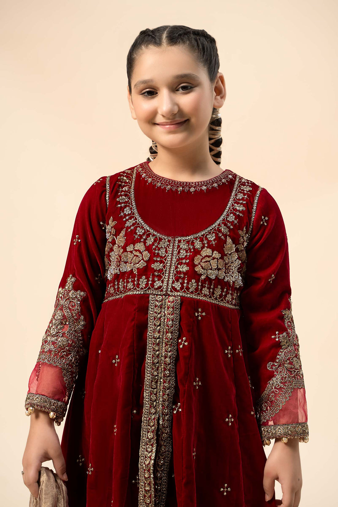 Maria B | 3 Piece Embroidered Velvet Suit | MKS-W24-40 - House Of Hania