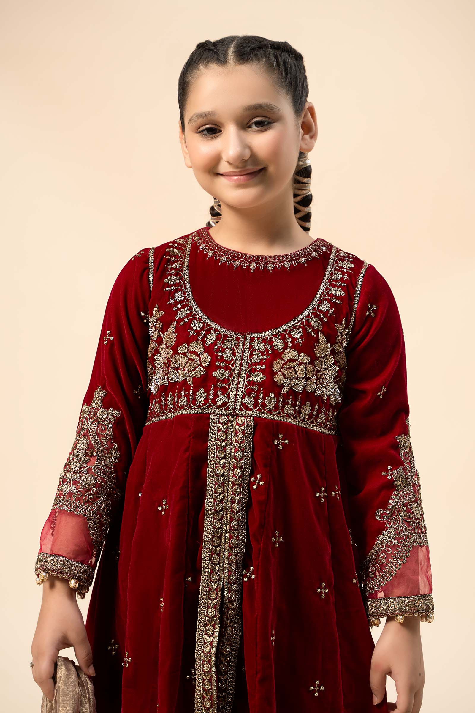 Maria B | 3 Piece Embroidered Velvet Suit | MKS-W24-40 - House Of Hania