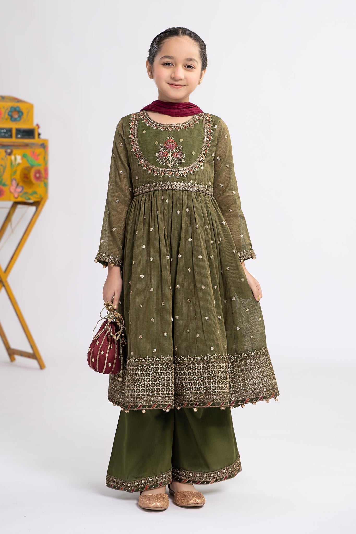 Maria B | 3 Piece Embroidered Zari Lawn Suit | MKS-EF24-33 - House Of Hania
