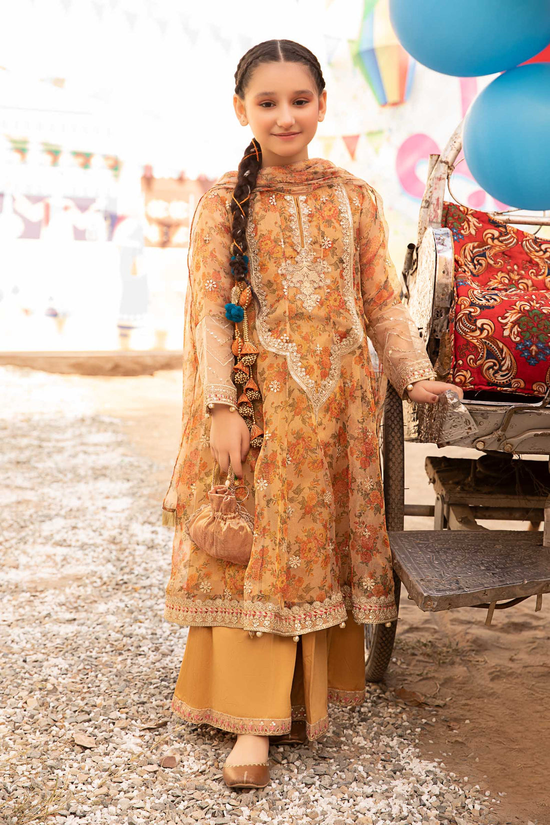 Maria B | 3 Piece Embroidered Zari Masoori Organza Suit | MKS-EF24-38 - House Of Hania