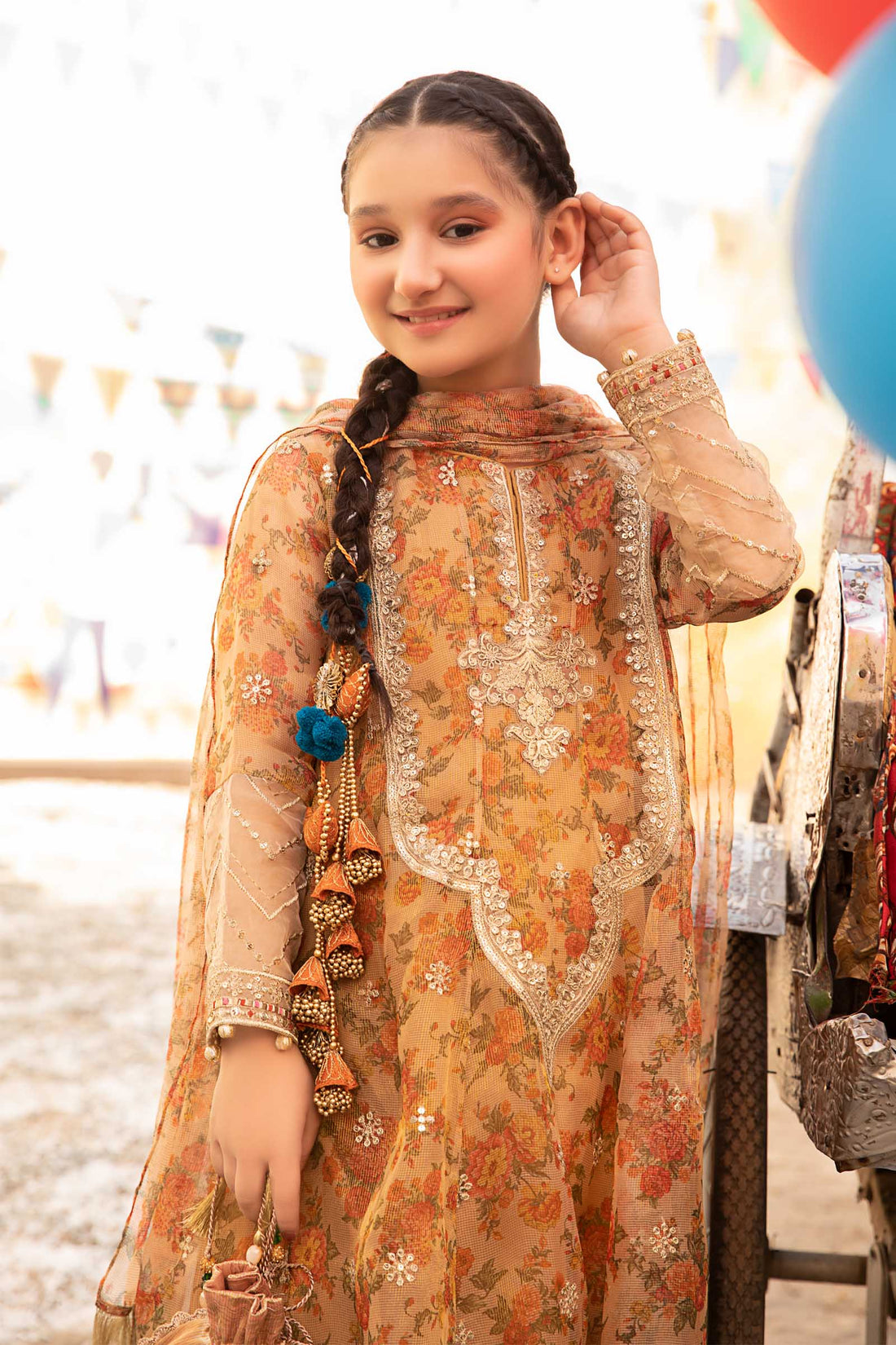 Maria B | 3 Piece Embroidered Zari Masoori Organza Suit | MKS-EF24-38 - House Of Hania