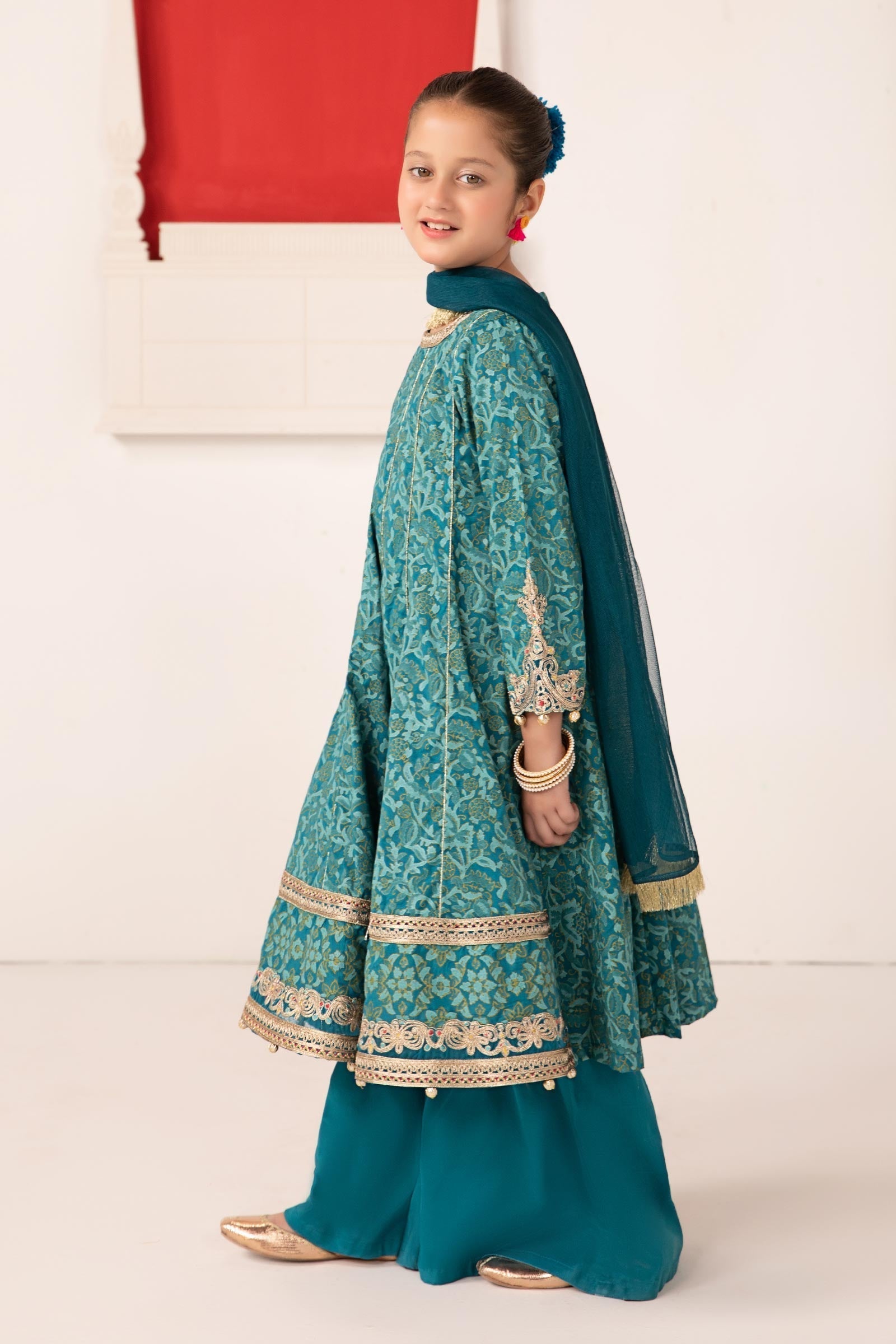 Maria B | 3 Piece Printed Raw Silk Suit | MKS-EA24-05 - House Of Hania