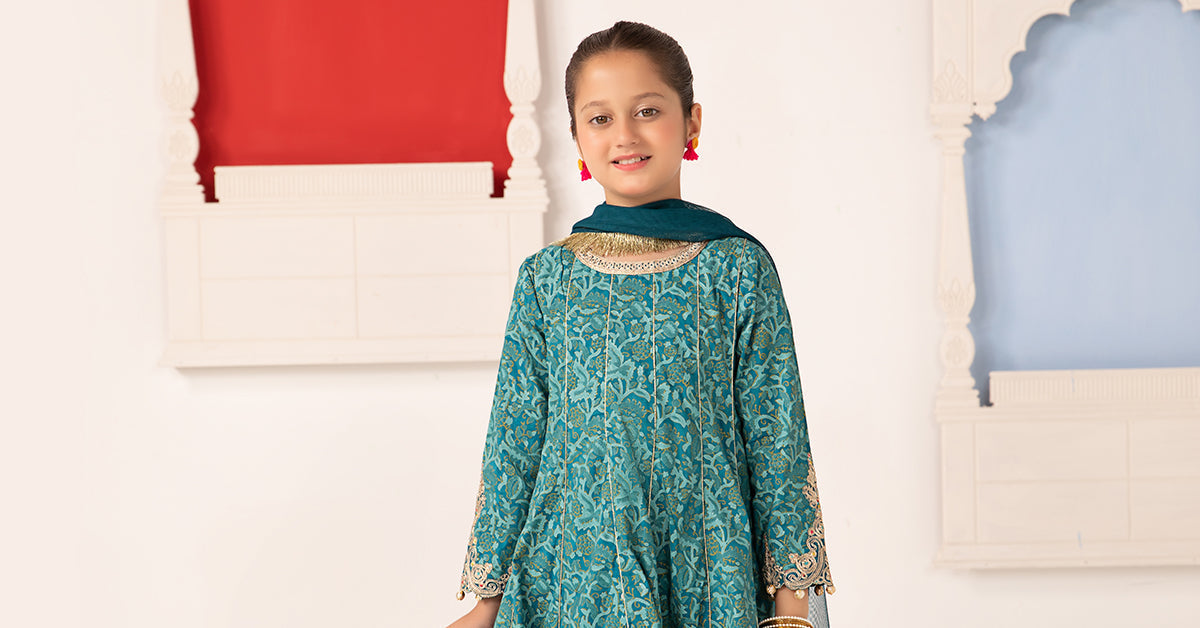Maria B | 3 Piece Printed Raw Silk Suit | MKS-EA24-05 - House Of Hania