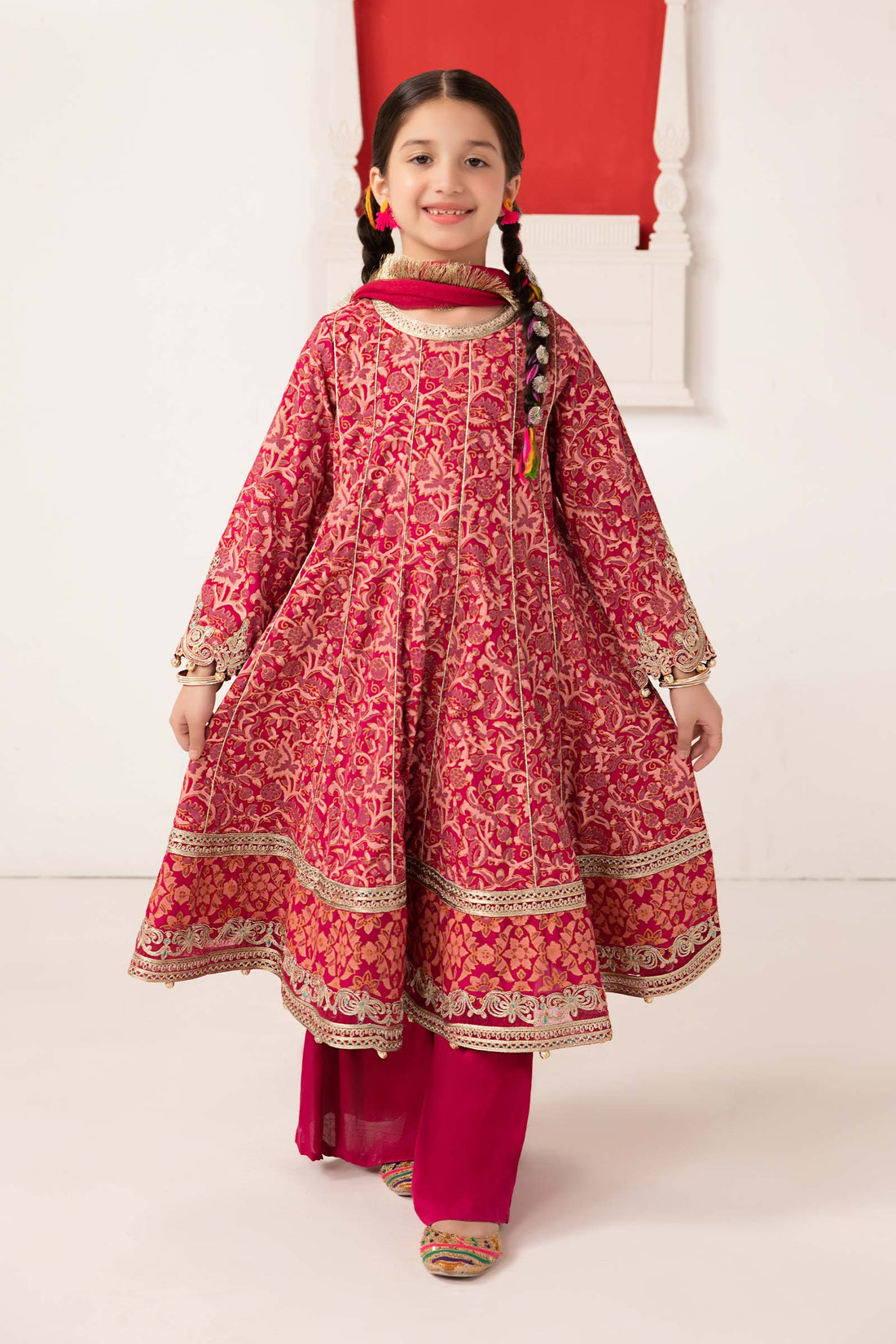 Maria B | 3 Piece Printed Raw Silk Suit | MKS-EA24-05 - House Of Hania