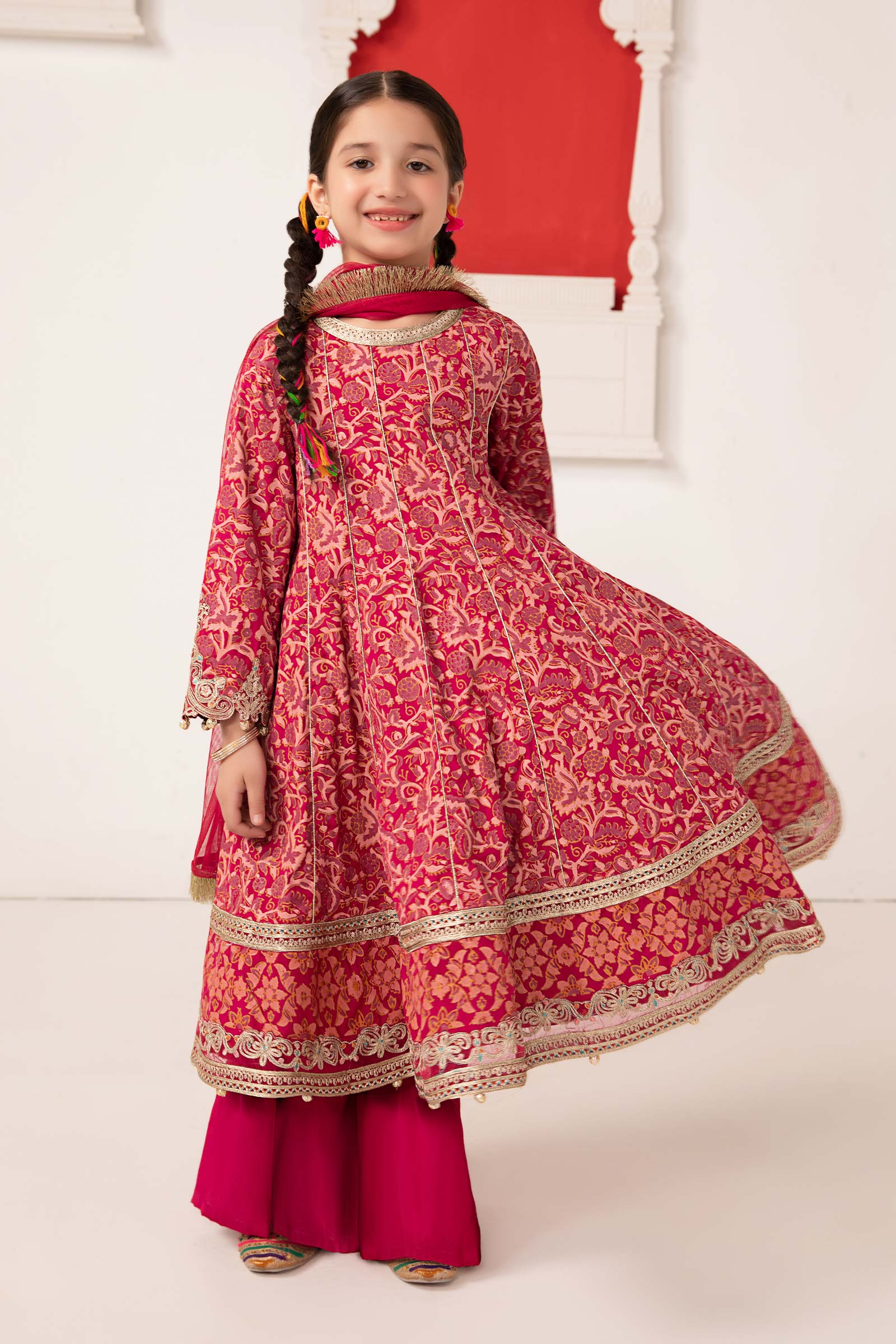 Maria B | 3 Piece Printed Raw Silk Suit | MKS-EA24-05 - House Of Hania