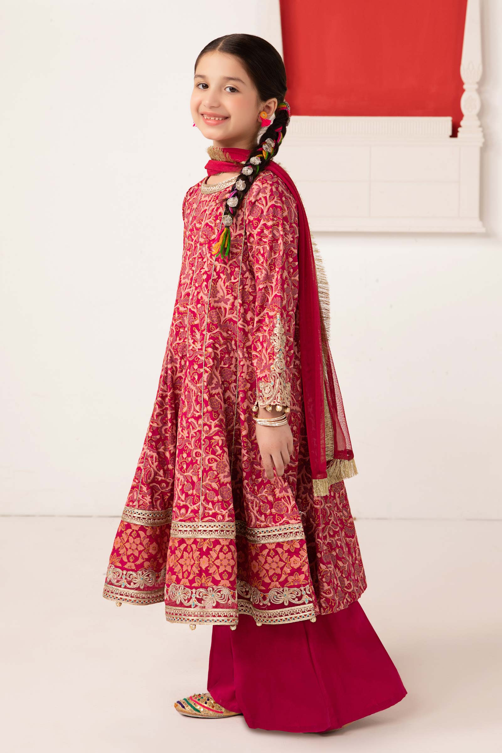 Maria B | 3 Piece Printed Raw Silk Suit | MKS-EA24-05 - House Of Hania