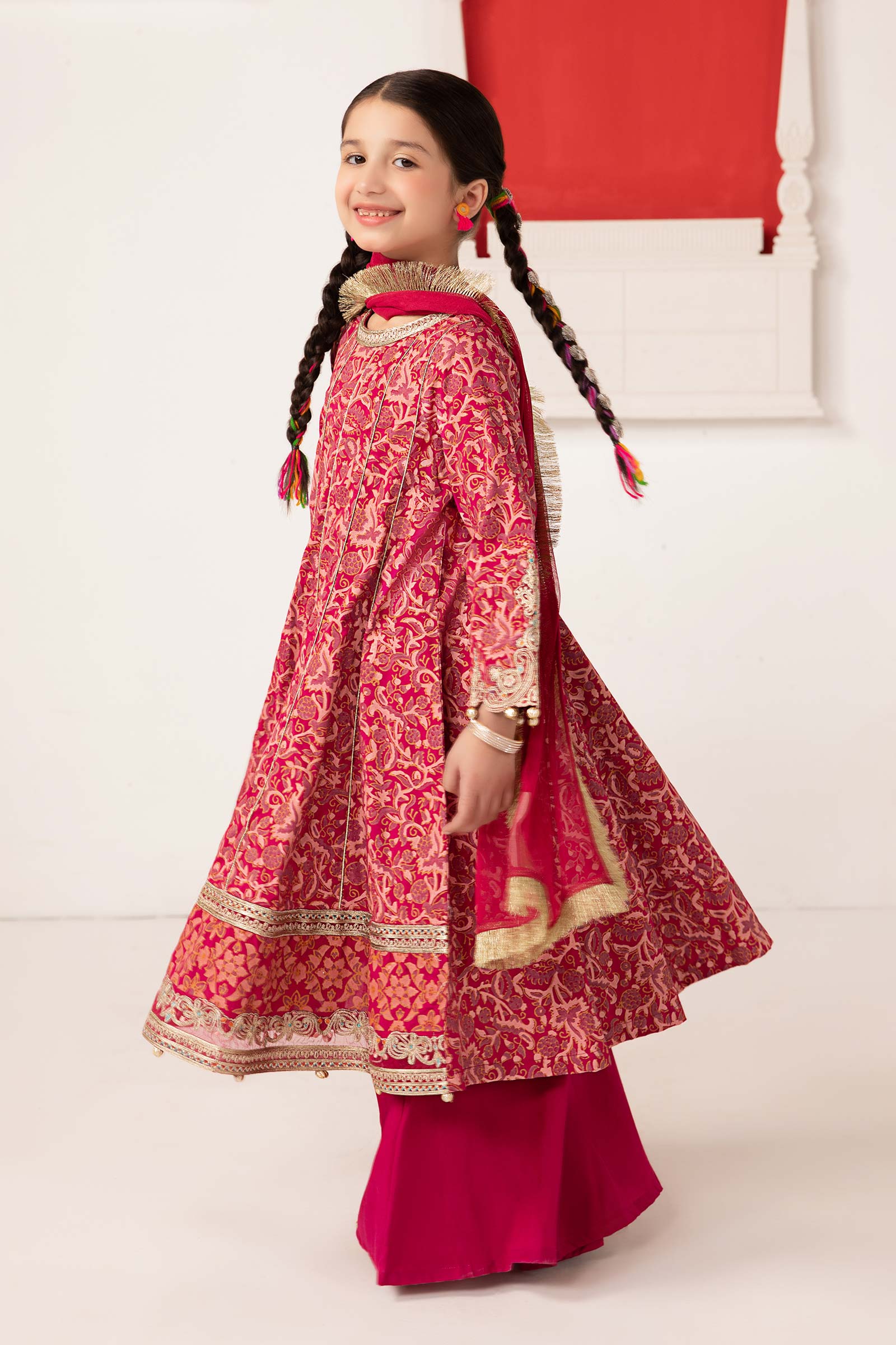 Maria B | 3 Piece Printed Raw Silk Suit | MKS-EA24-05 - House Of Hania
