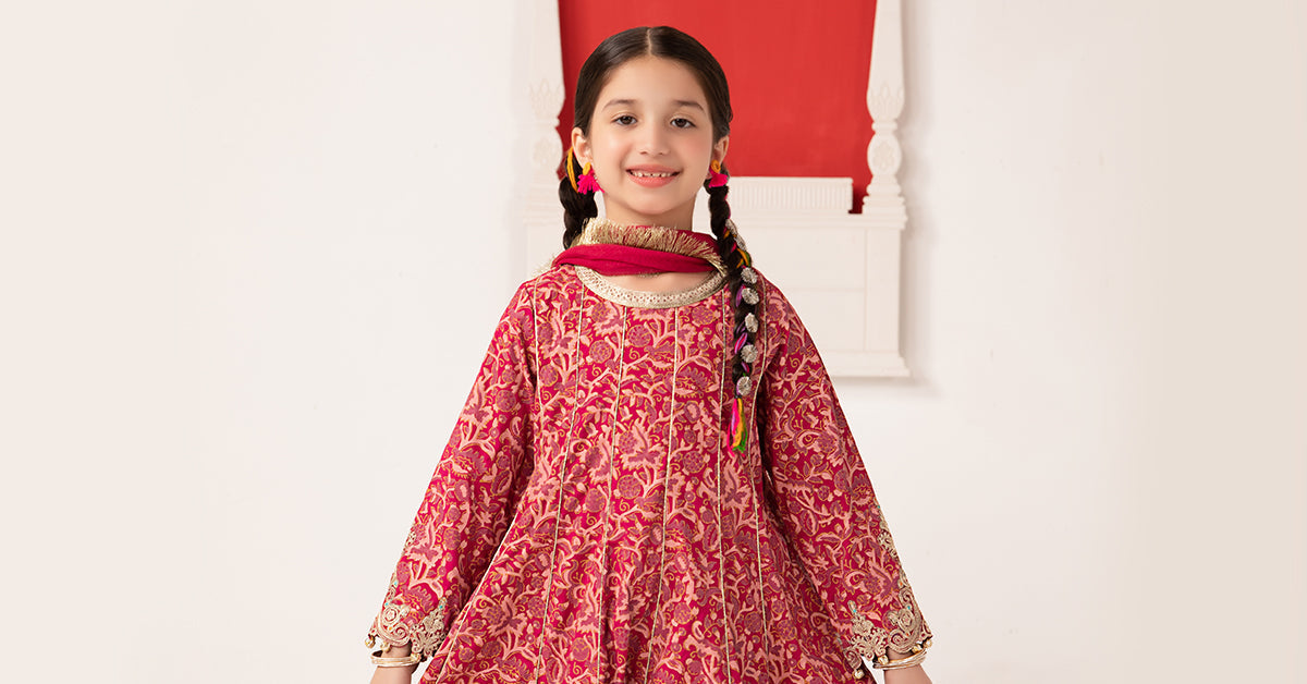 Maria B | 3 Piece Printed Raw Silk Suit | MKS-EA24-05 - House Of Hania