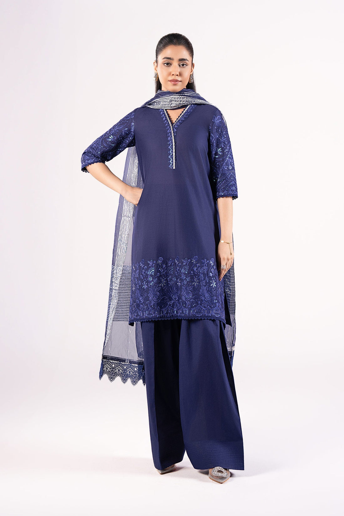 Maria B | Basics RTW | 3 Pc Embroidered Dobby Suit | MB-CS25-137 - House Of Hania