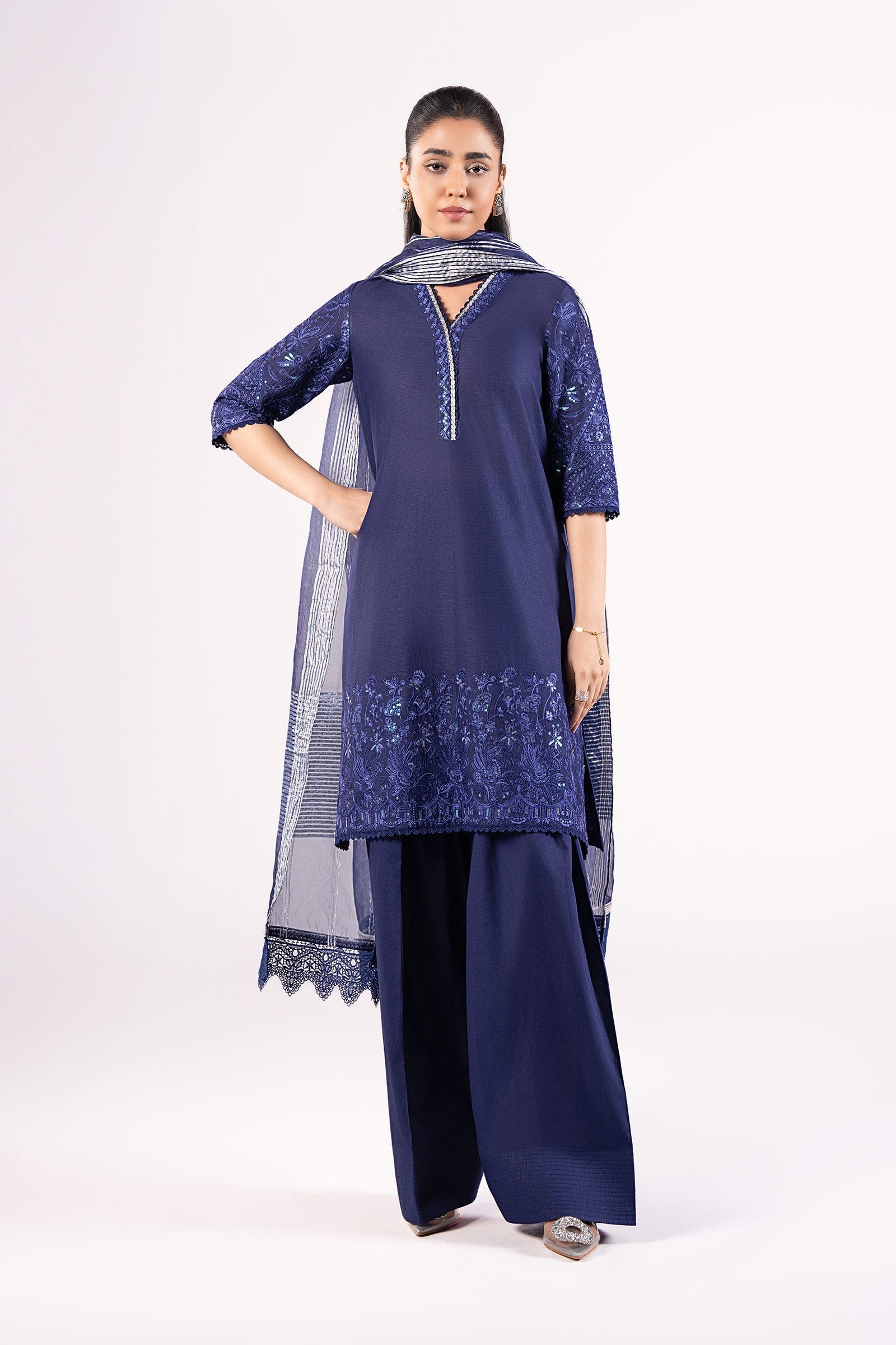 Maria B | Basics RTW | 3 Pc Embroidered Dobby Suit | MB-CS25-137 - House Of Hania