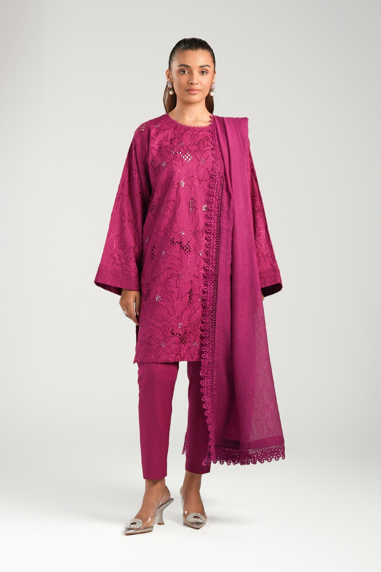 Maria B | Basics RTW | 3 Pc Embroidered Dobby Suit | MB-CS25-138 - House Of Hania