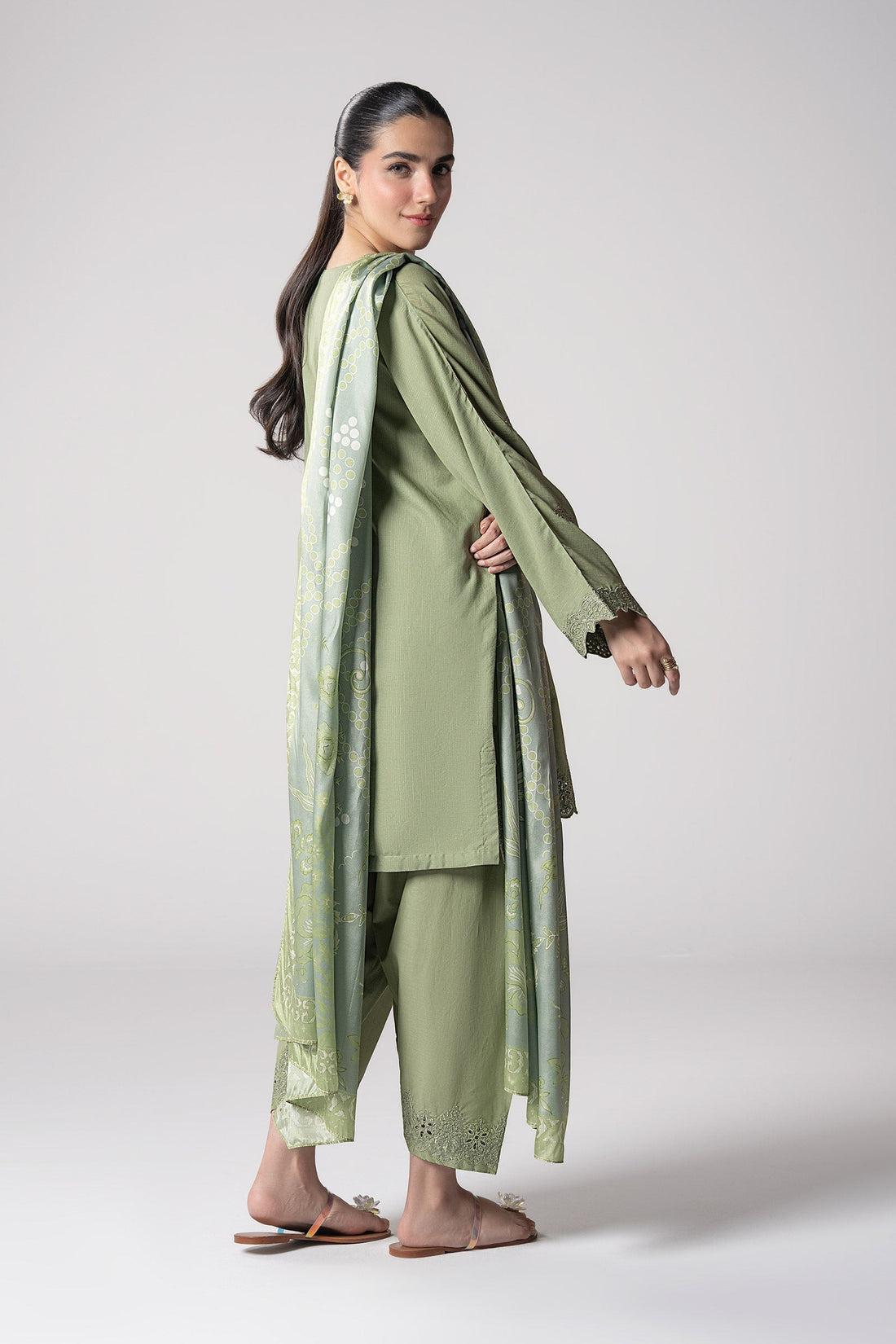 Maria B | Basics RTW | 3 Pc Embroidered Lurex Stripe Suit | MB-CS25-143 - House Of Hania