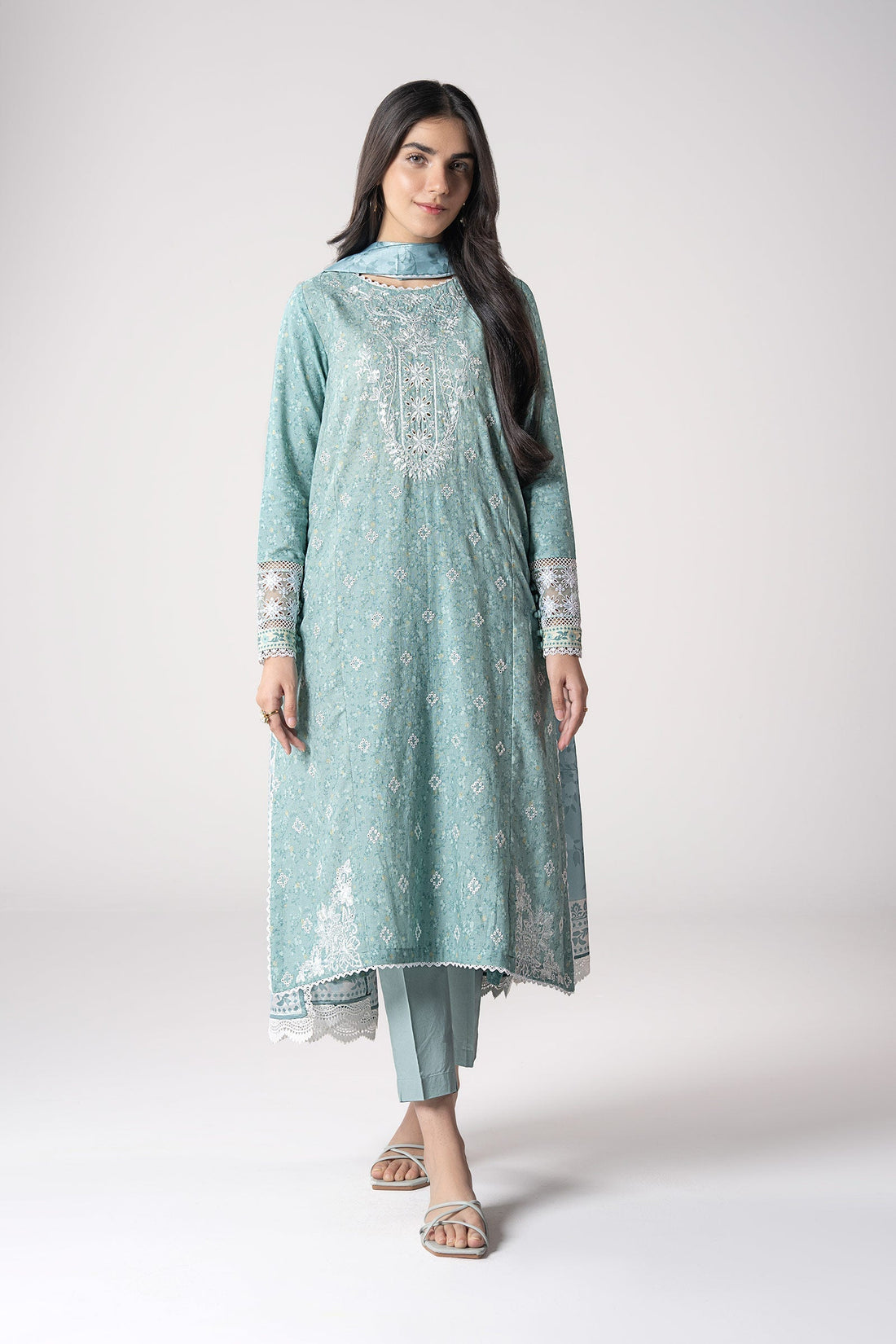 Maria B | Basics RTW | 3 Pc Embroidered Mesh Lurex Dots Suit | MB-CS25-142 - House Of Hania