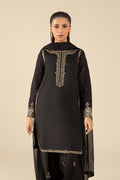 Maria B | Basics RTW | 3 Pc Embroidered Raw Silk Suit | MB-FS25-32-B - House Of Hania