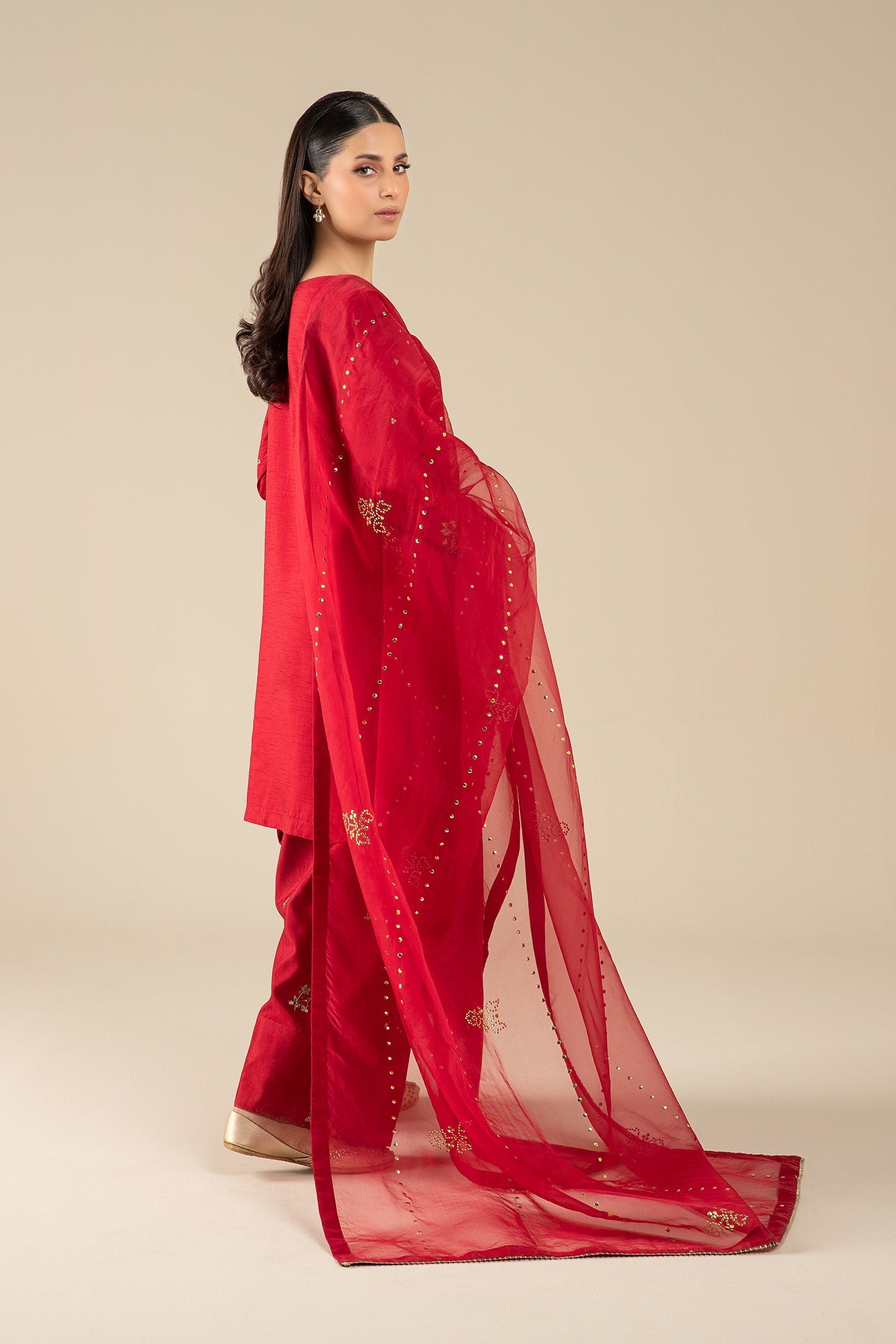 Maria B | Basics RTW | 3 Pc Embroidered Raw Silk Suit | MB-FS25-32 - House Of Hania