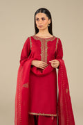 Maria B | Basics RTW | 3 Pc Embroidered Raw Silk Suit | MB-FS25-32 - House Of Hania