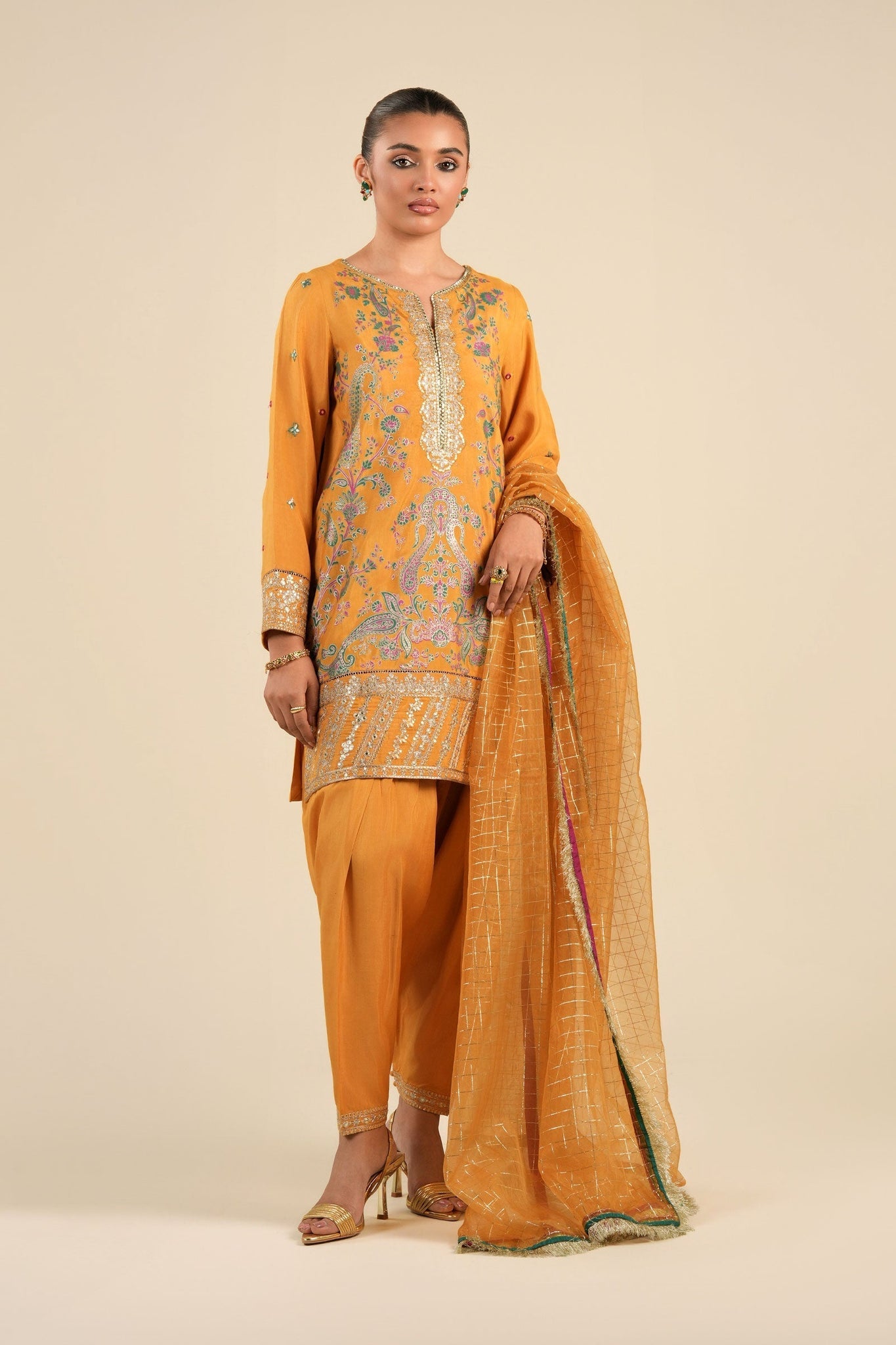 Maria B | Basics RTW | 3 Pc Embroidered Raw Silk Suit | MB-FS25-33 - House Of Hania
