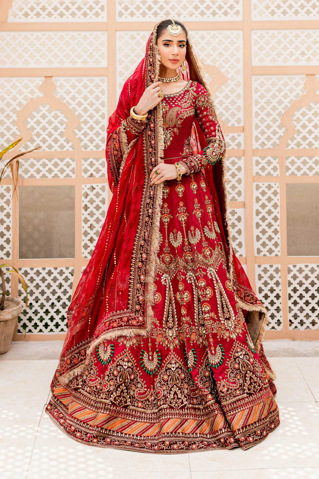 Maria B | Bridal Couture | Deep Red MC-907 - House Of Hania