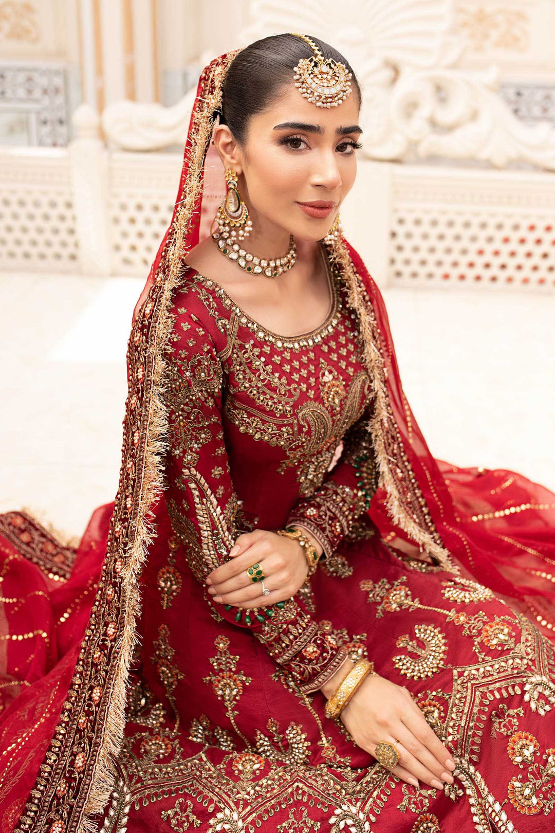 Maria B | Bridal Couture | Deep Red MC-907 - House Of Hania