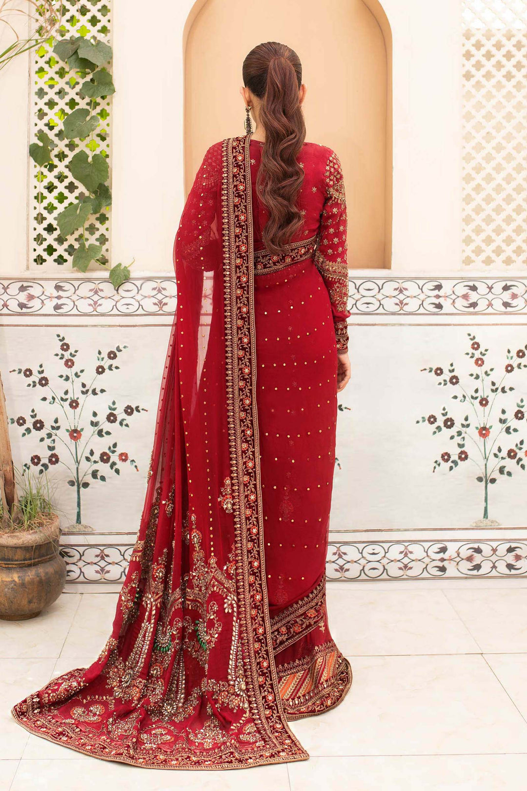Maria B | Bridal Couture | Deep Red MC-910 - House Of Hania
