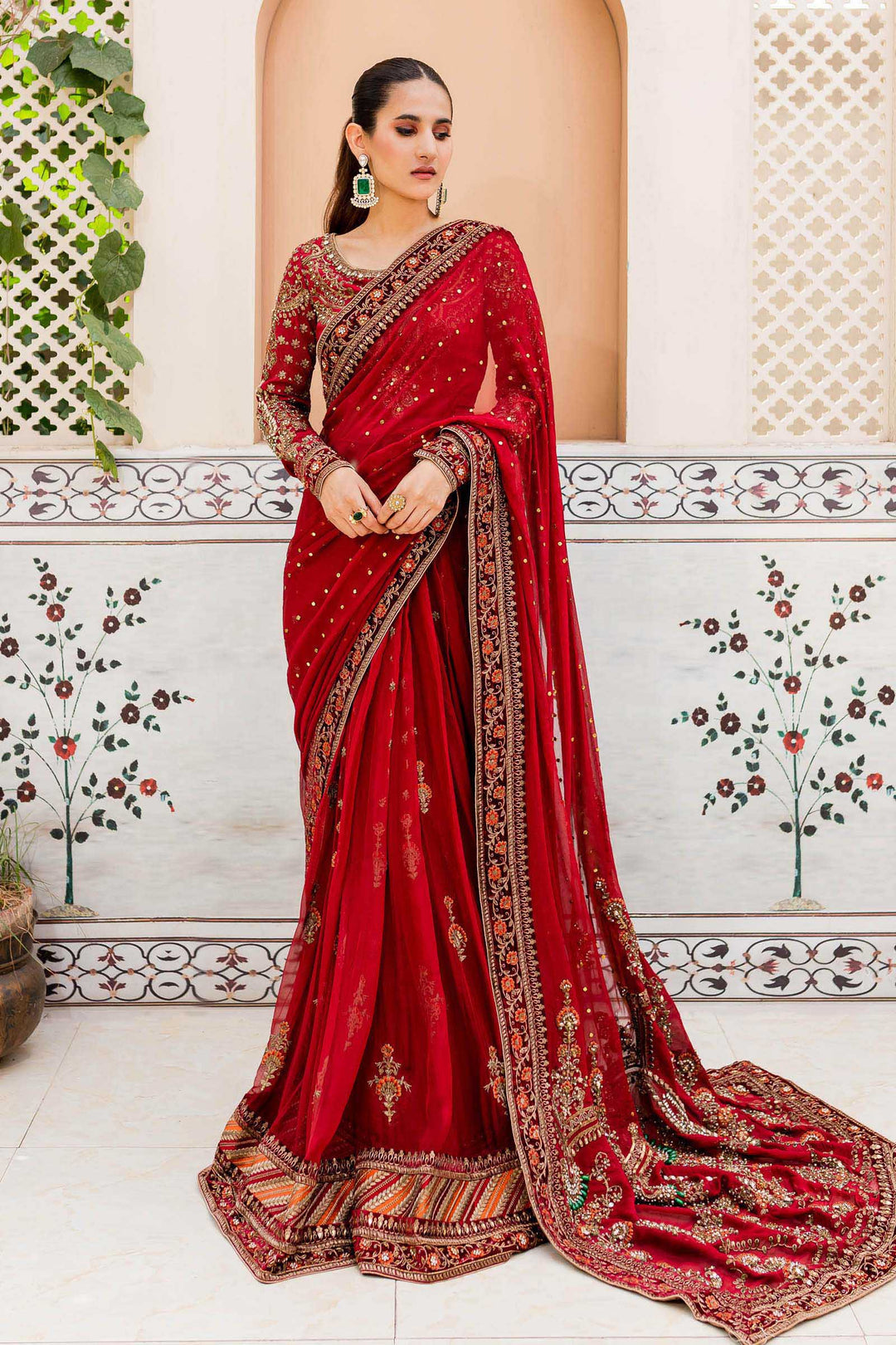 Maria B | Bridal Couture | Deep Red MC-910 - House Of Hania