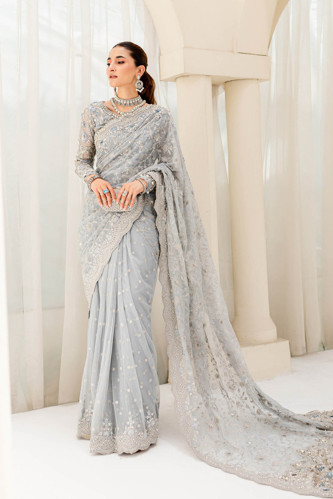 Maria B | Bridal Couture | Ice Blue MC-908 - House Of Hania