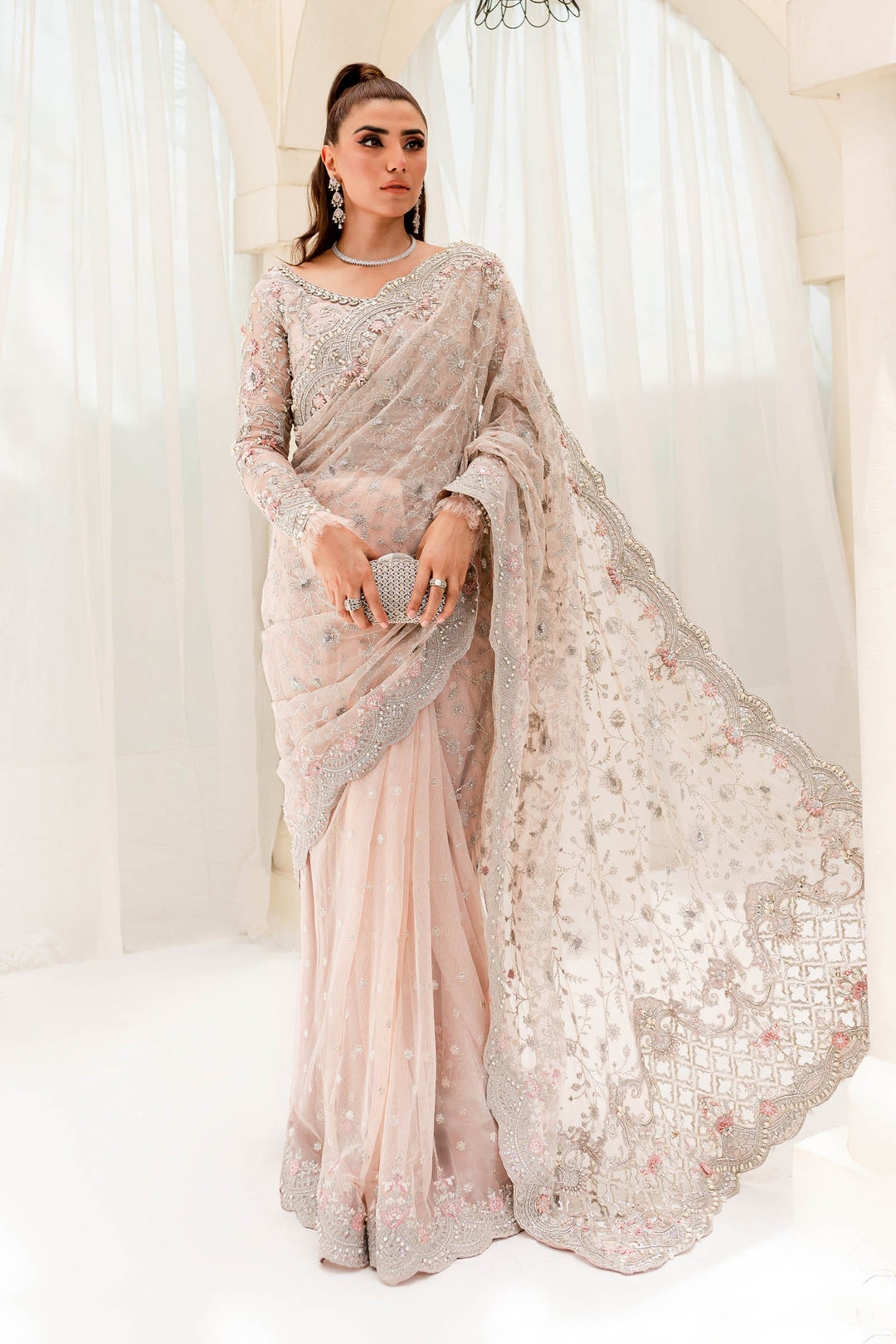 Maria B | Bridal Couture | Pale Pink MC-909 - House Of Hania
