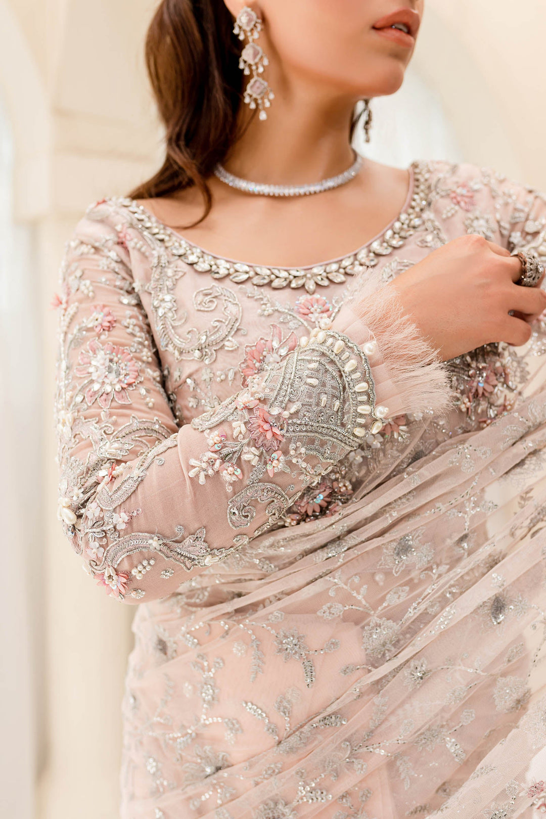 Maria B | Bridal Couture | Pale Pink MC-909 - House Of Hania