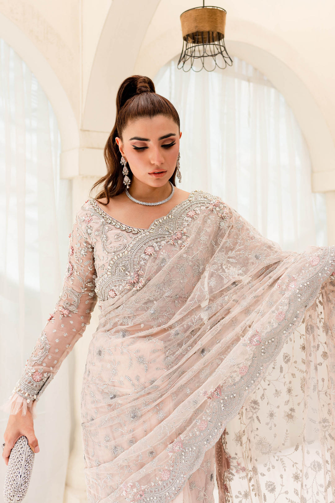 Maria B | Bridal Couture | Pale Pink MC-909 - House Of Hania