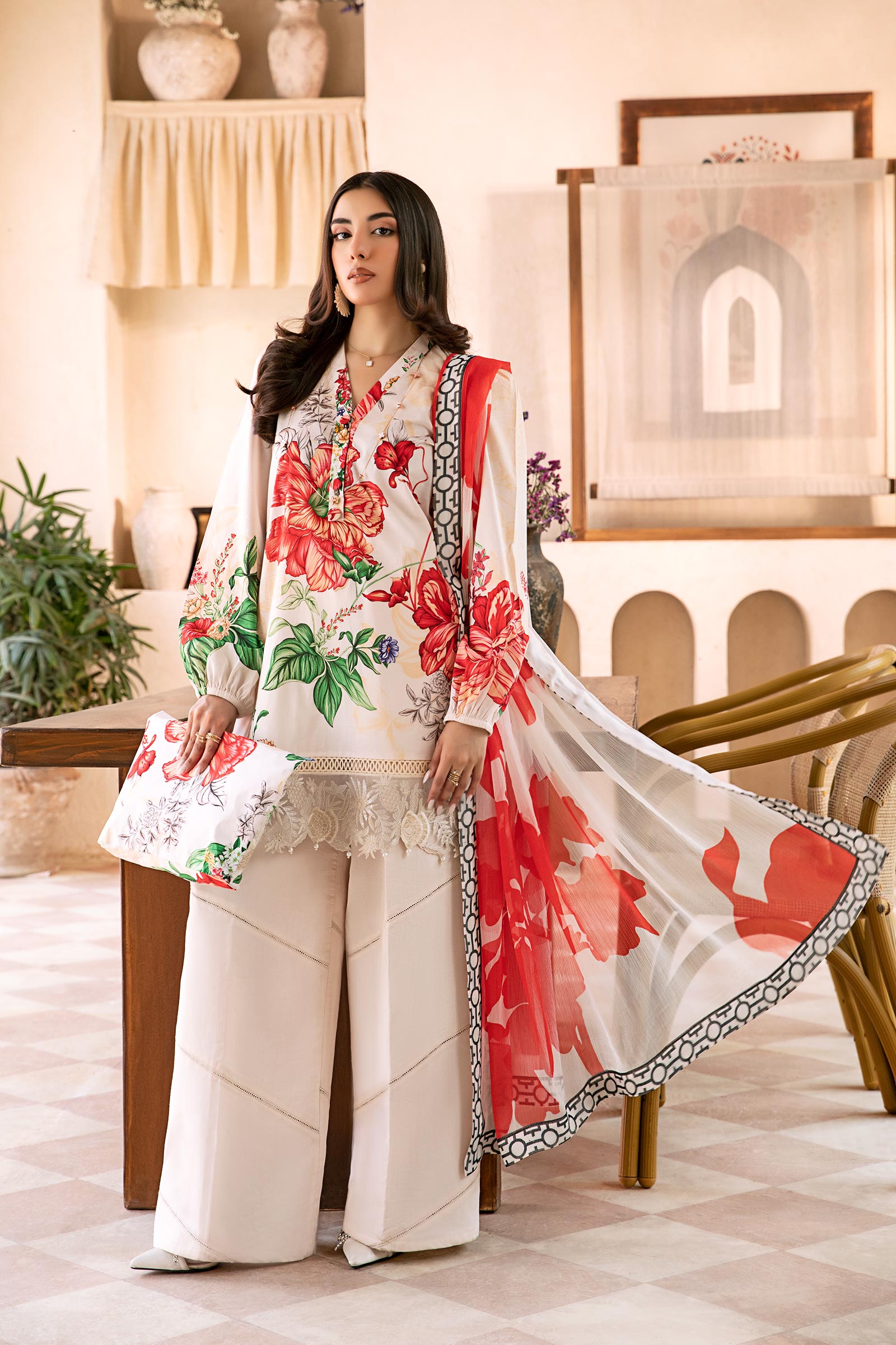 Maria B | Eid Basic Lawn | MB-CUS25-907B - House Of Hania