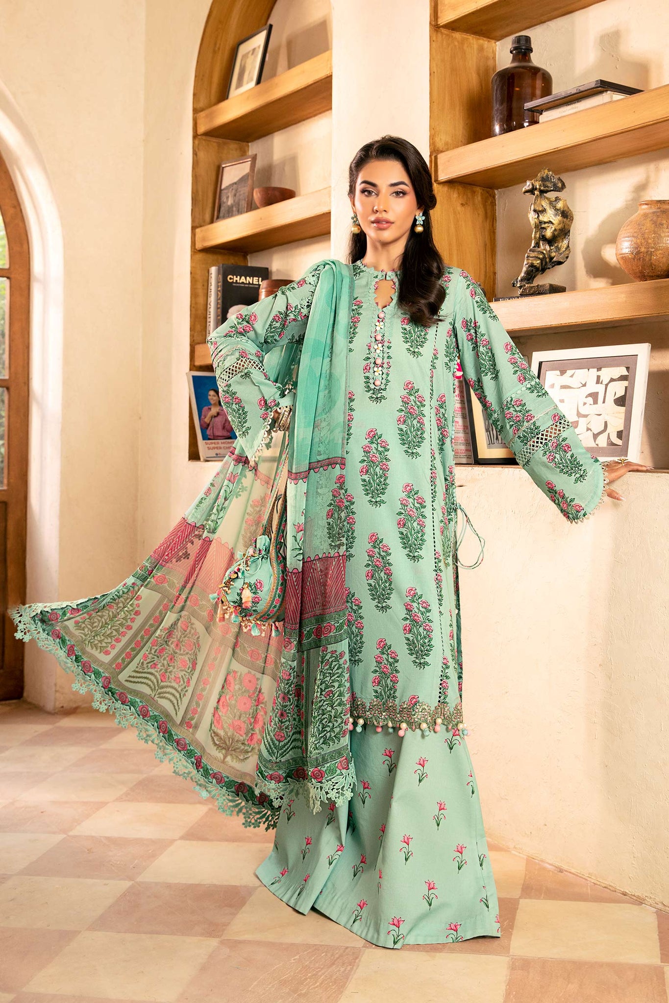 Maria B | Eid Basic Lawn | MB-CUS25-908B - House Of Hania