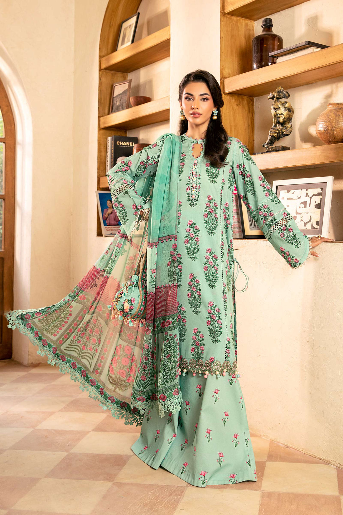 Maria B | Eid Basic Lawn | MB-CUS25-908B - House Of Hania