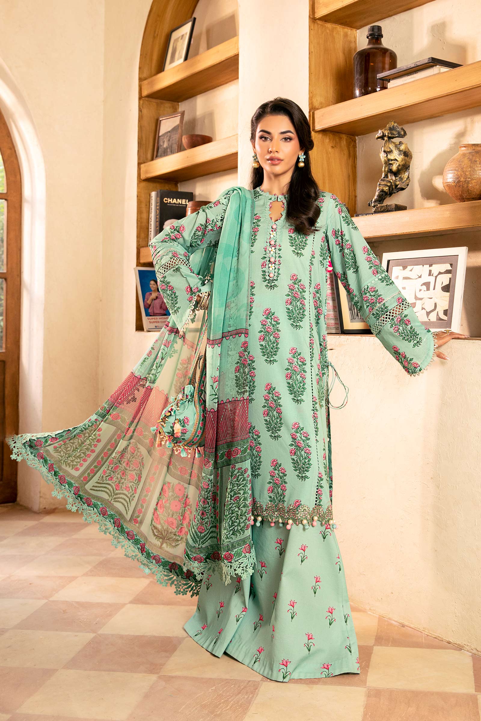 Maria B | Eid Basic Lawn | MB-CUS25-908B - House Of Hania