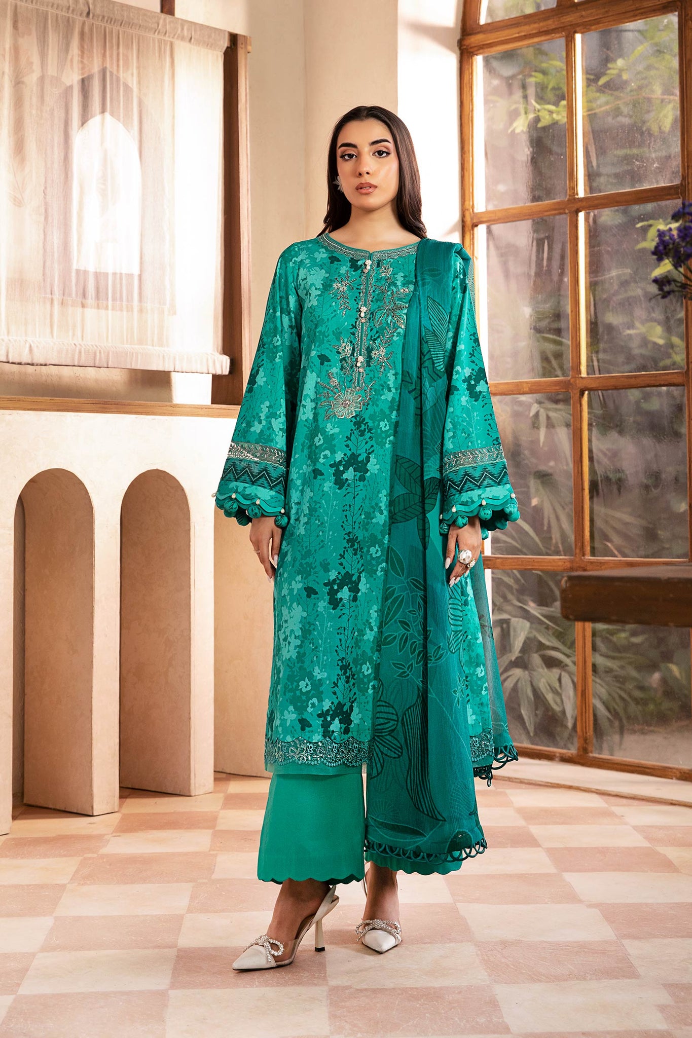 Maria B | Eid Basic Lawn | MB-CUS25-910A - House Of Hania