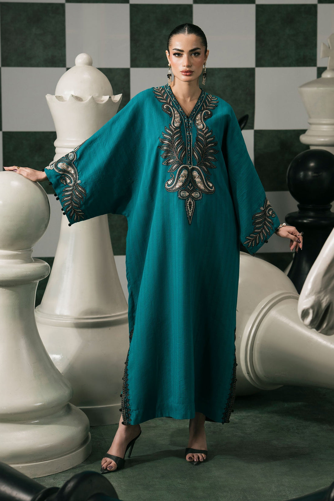 Maria B | Eid Collection 26 | 2 Piece Embroidered Striped Cotton Suit - House Of Hania