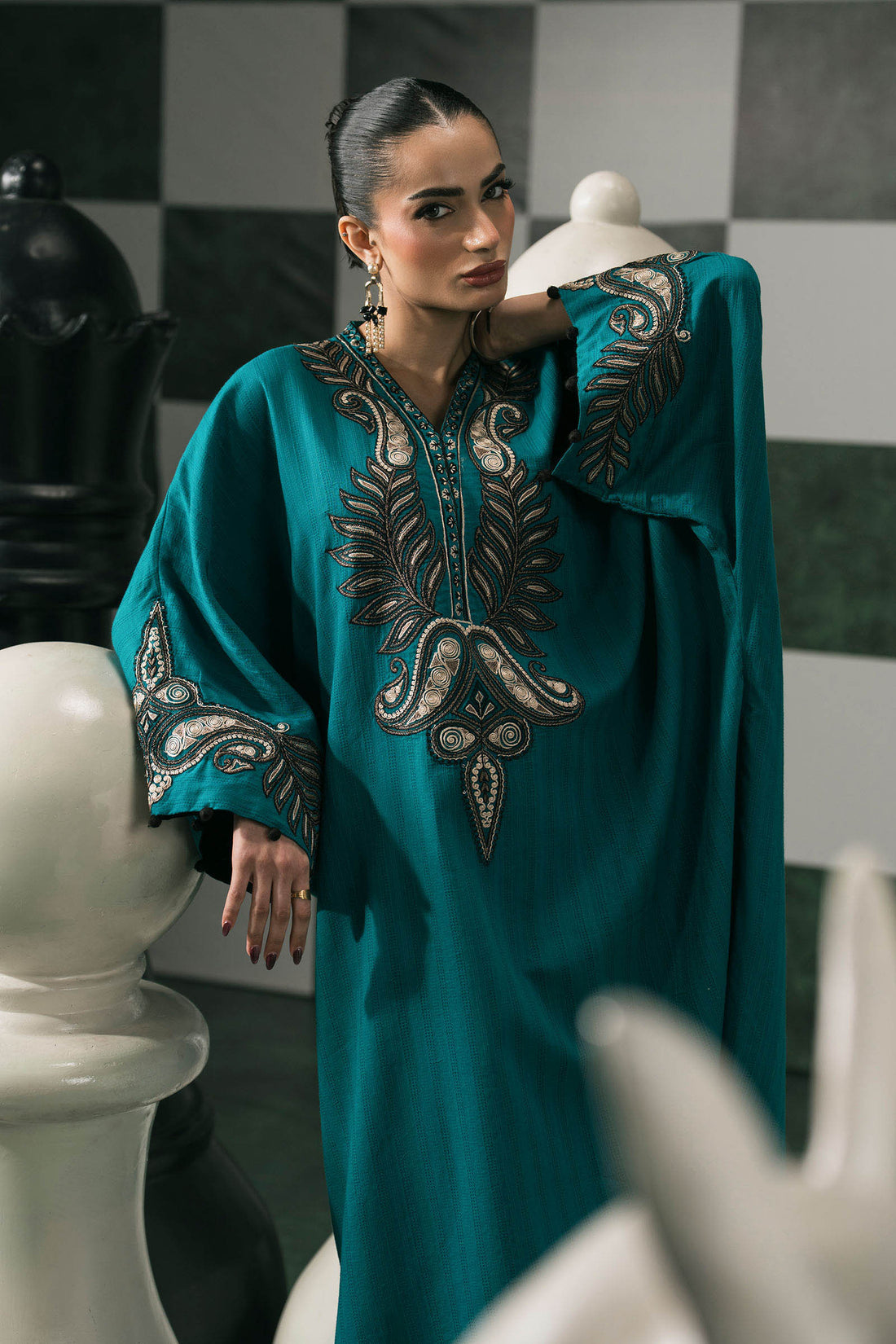 Maria B | Eid Collection 26 | 2 Piece Embroidered Striped Cotton Suit - House Of Hania