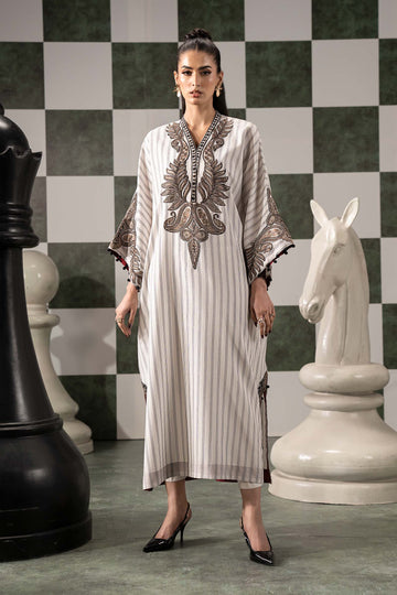 Maria B | Eid Collection 26 | 2 Piece Embroidered Striped Cotton Suit - House Of Hania