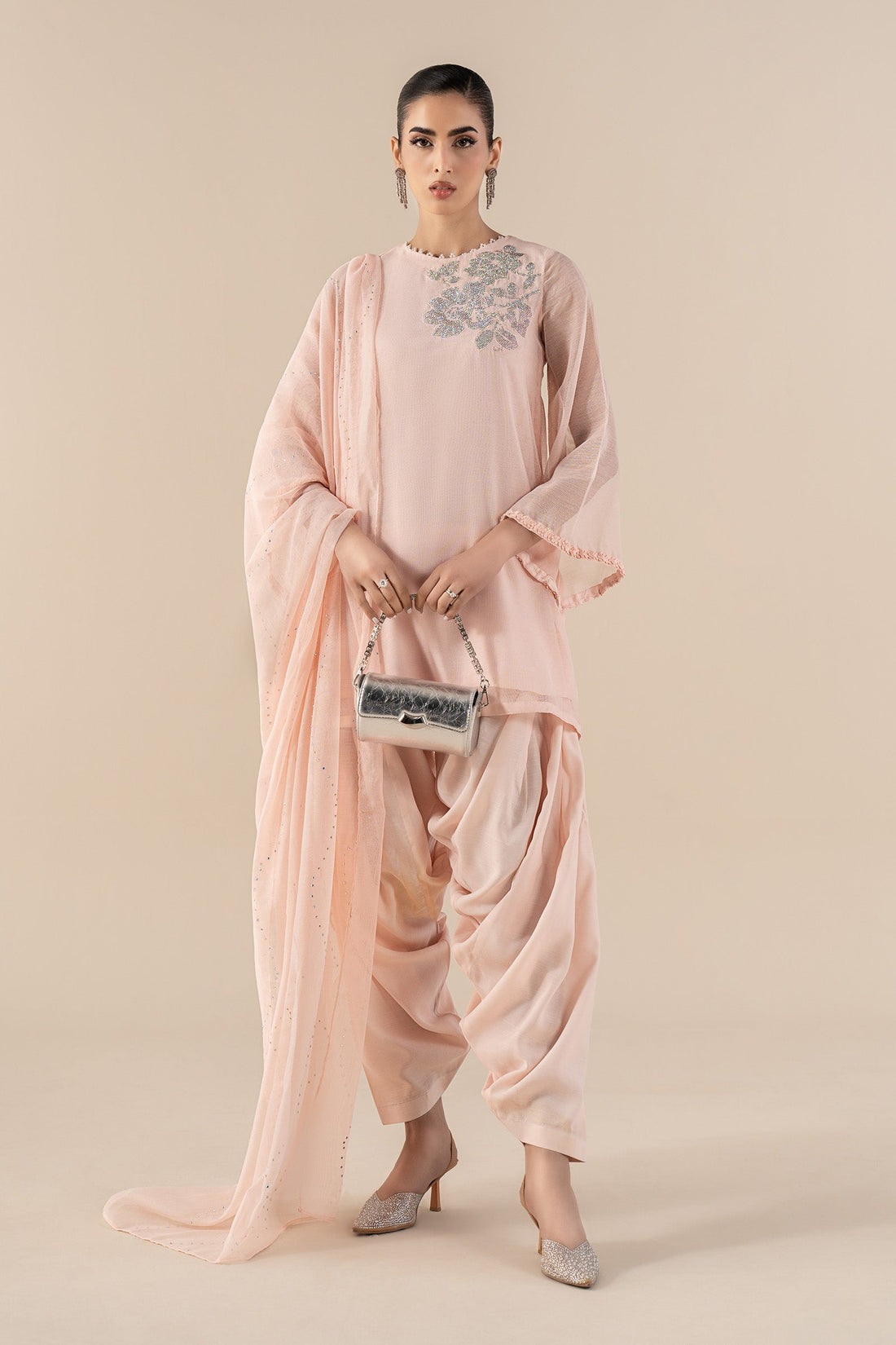 Maria B | Eid Collection 26 | 3 Piece Embellished Cotton Net Suit - House Of Hania