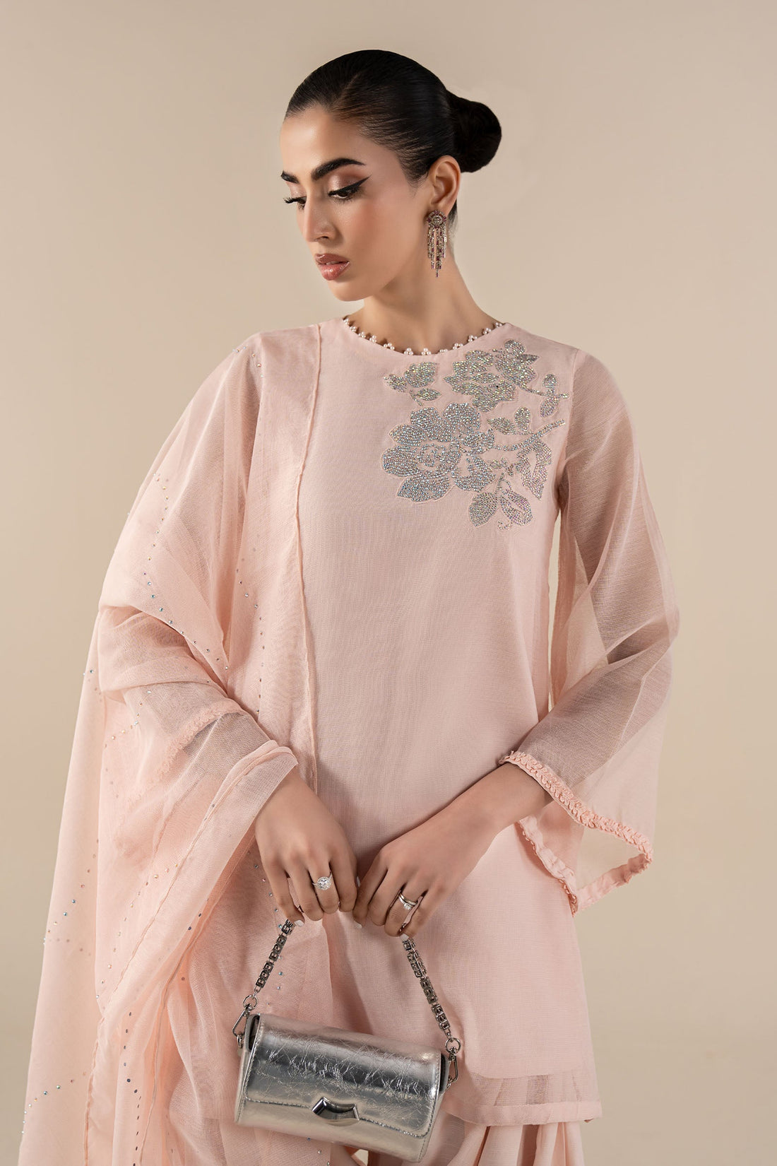 Maria B | Eid Collection 26 | 3 Piece Embellished Cotton Net Suit - House Of Hania