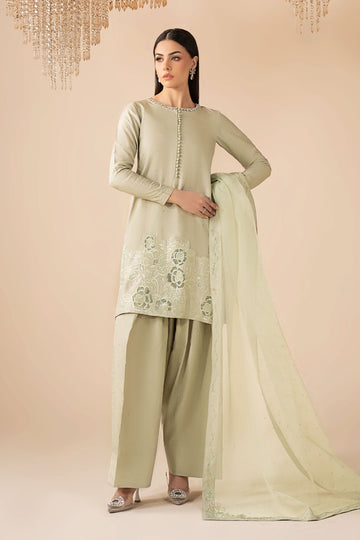 Maria B | Eid Collection 26 | 3 Piece Embellished Raw Silk Suit - House Of Hania