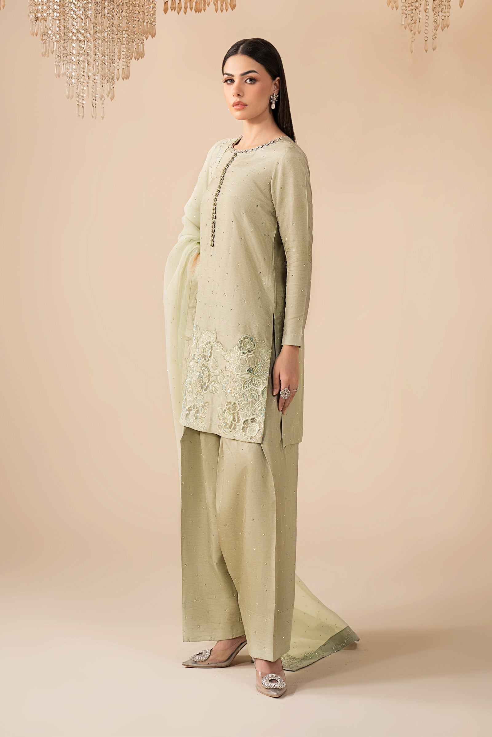 Maria B | Eid Collection 26 | 3 Piece Embellished Raw Silk Suit - House Of Hania