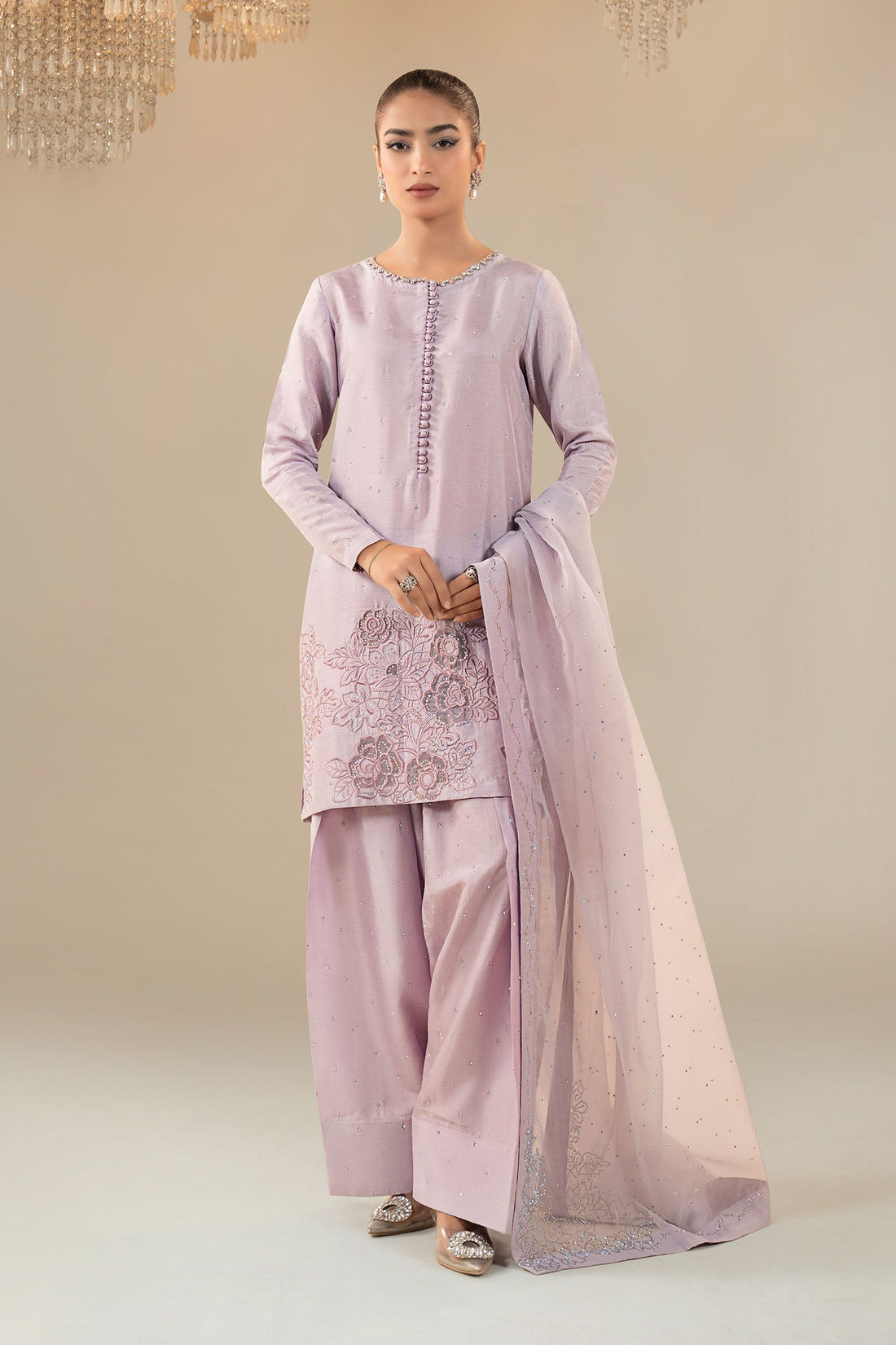 Maria B | Eid Collection 26 | 3 Piece Embellished Raw Silk Suit - House Of Hania