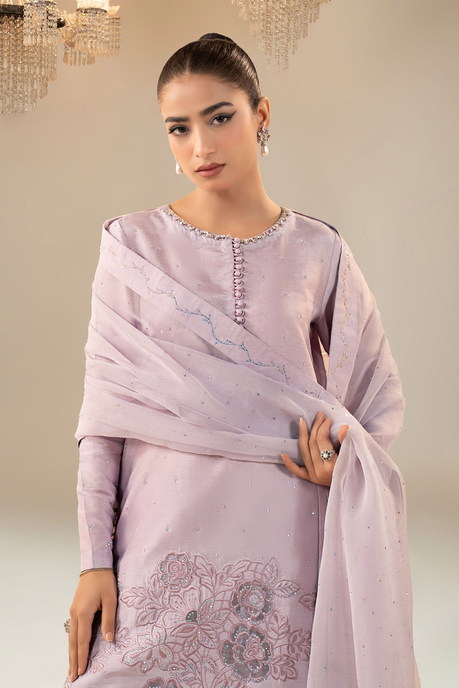 Maria B | Eid Collection 26 | 3 Piece Embellished Raw Silk Suit - House Of Hania