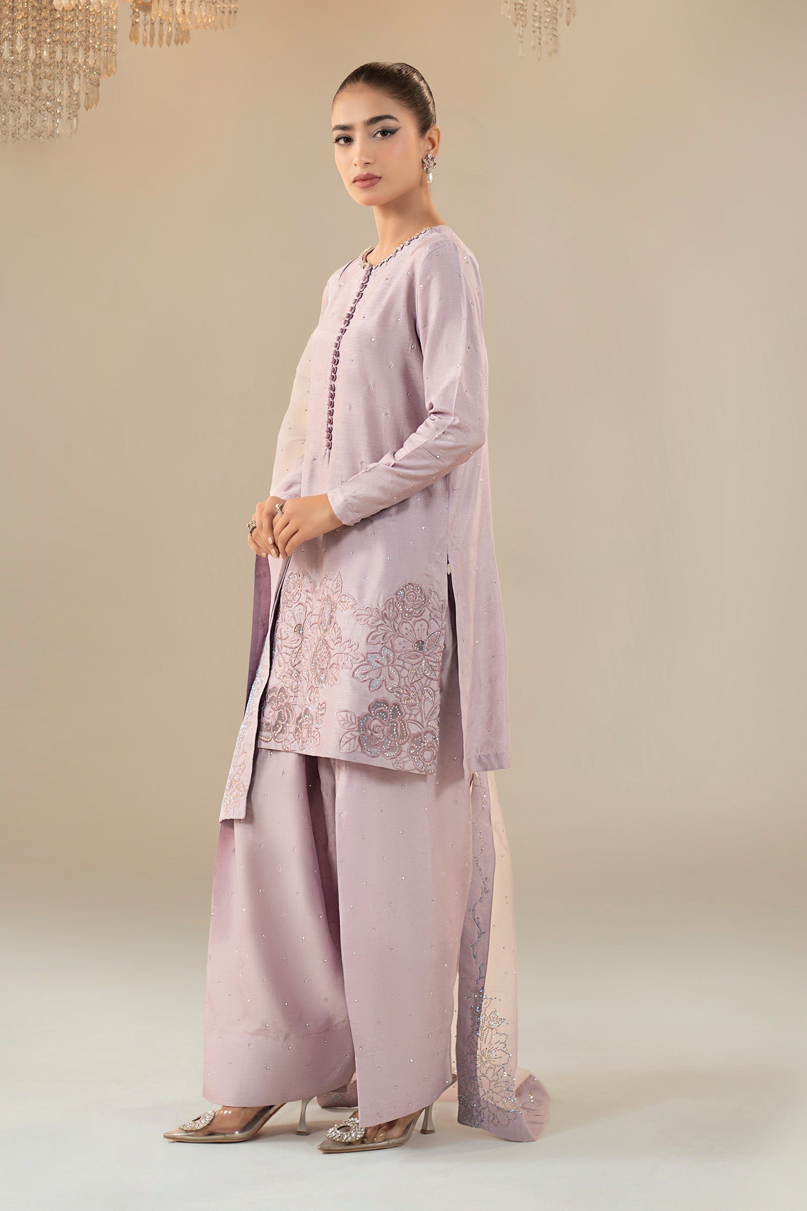 Maria B | Eid Collection 26 | 3 Piece Embellished Raw Silk Suit - House Of Hania