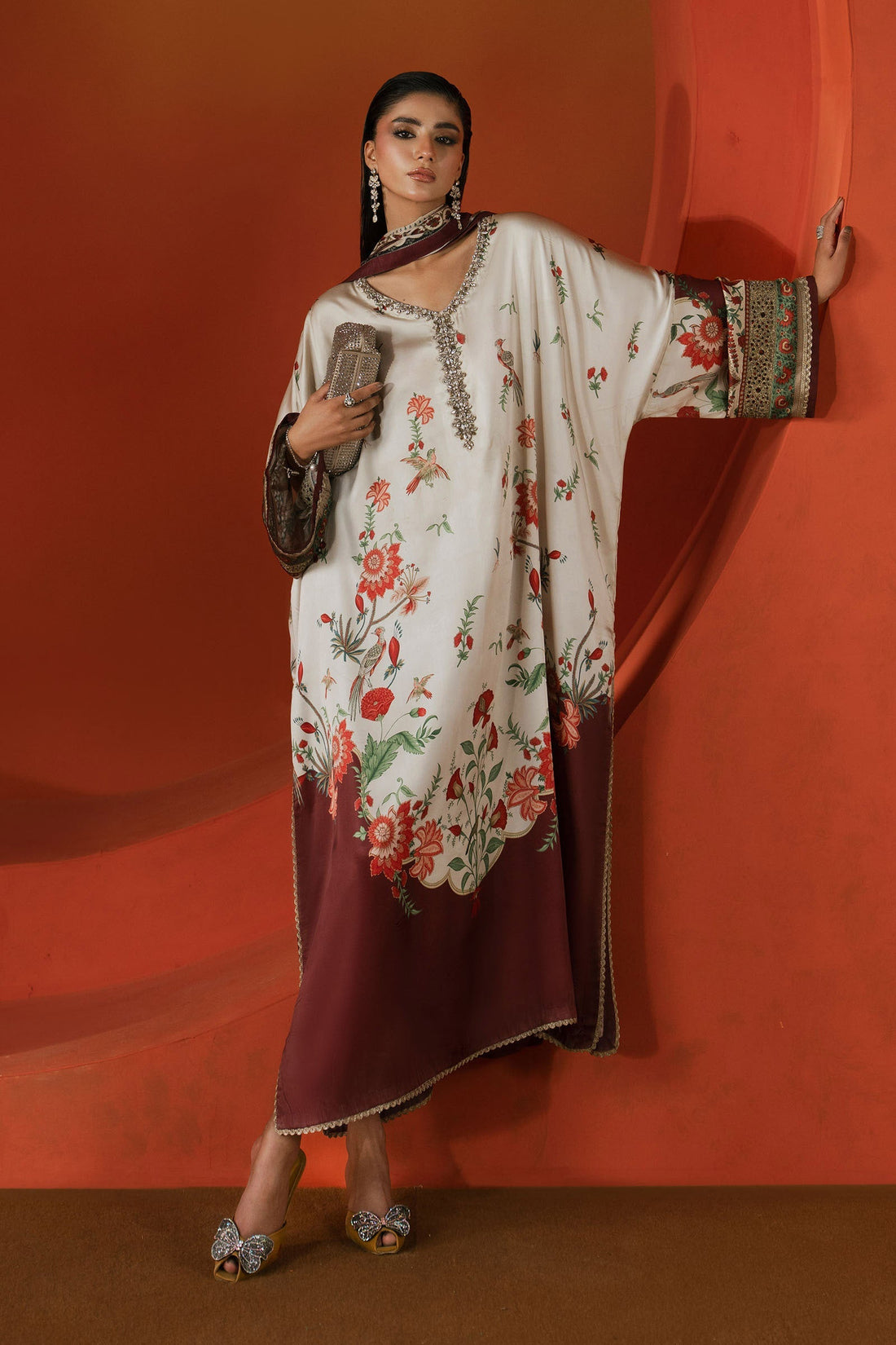 Maria B | Eid Collection 26 | 3 Piece Embellished Satin Silk Suit - House Of Hania