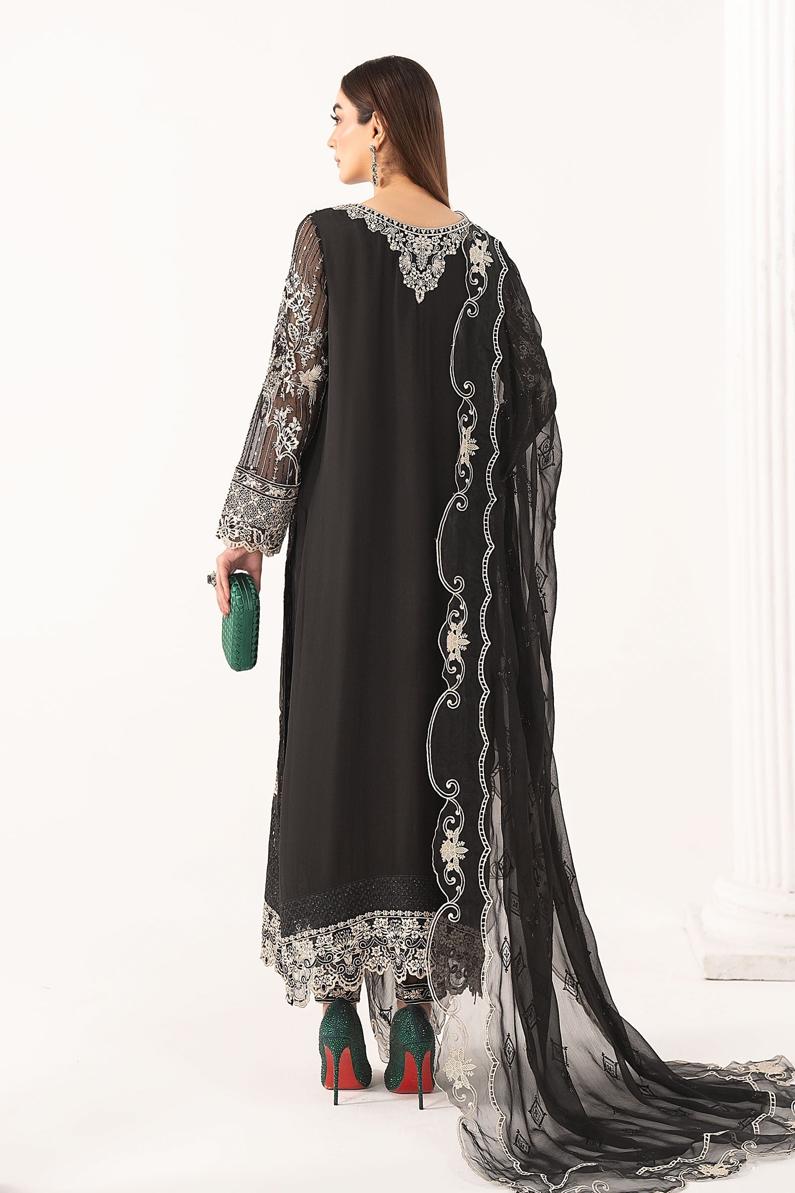 Maria B | Eid Collection 26 | 3 Piece Embroidered Chiffon Suit - House Of Hania