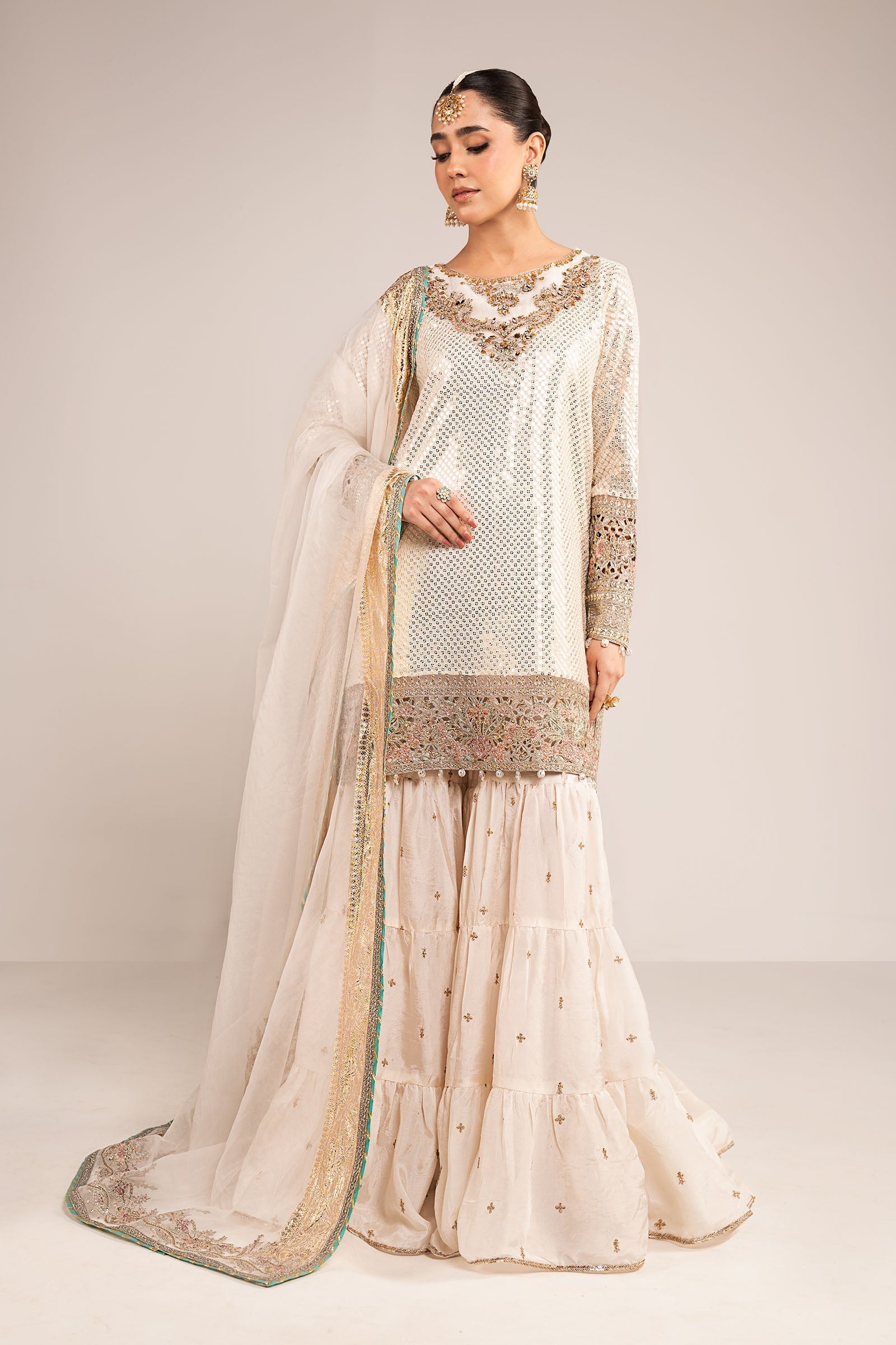 Maria B | Eid Collection 26 | 3 Piece Embroidered Chiffon Suit - House Of Hania