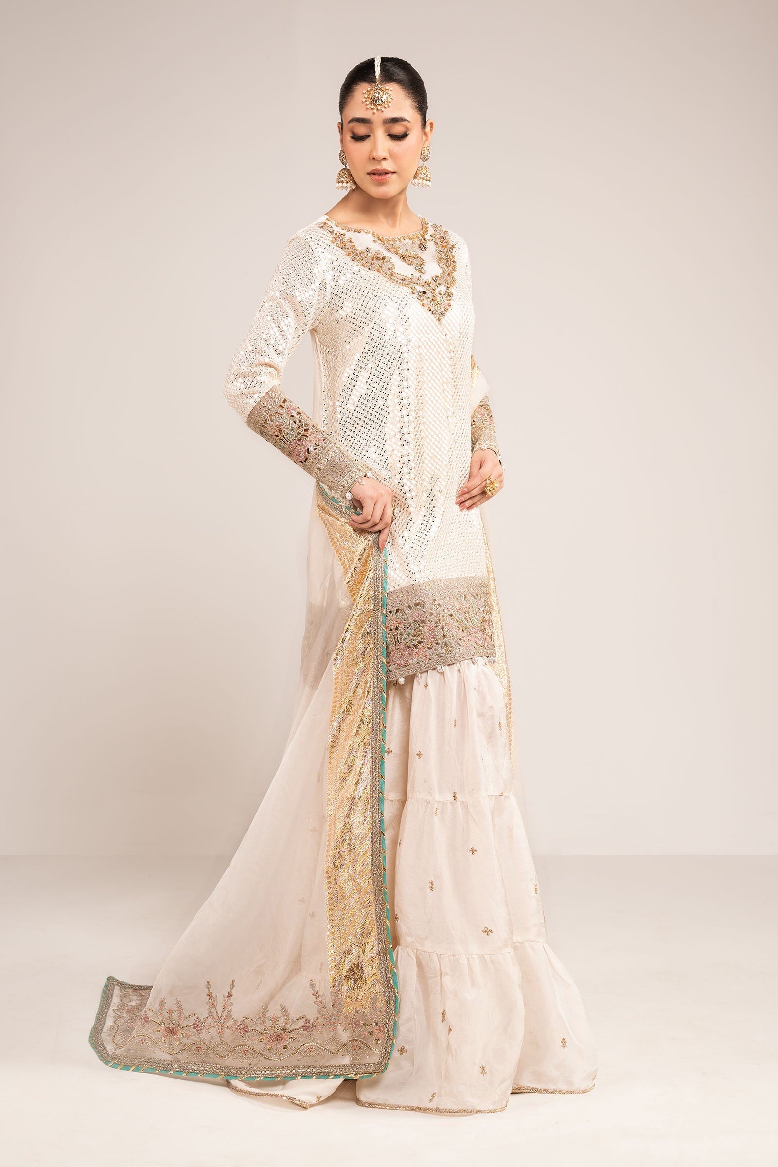 Maria B | Eid Collection 26 | 3 Piece Embroidered Chiffon Suit - House Of Hania