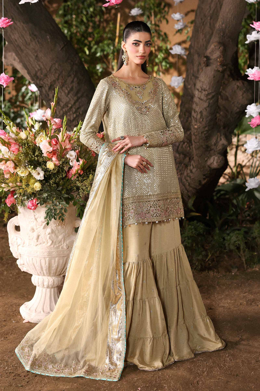 Maria B | Eid Collection 26 | 3 Piece Embroidered Chiffon Suit - House Of Hania